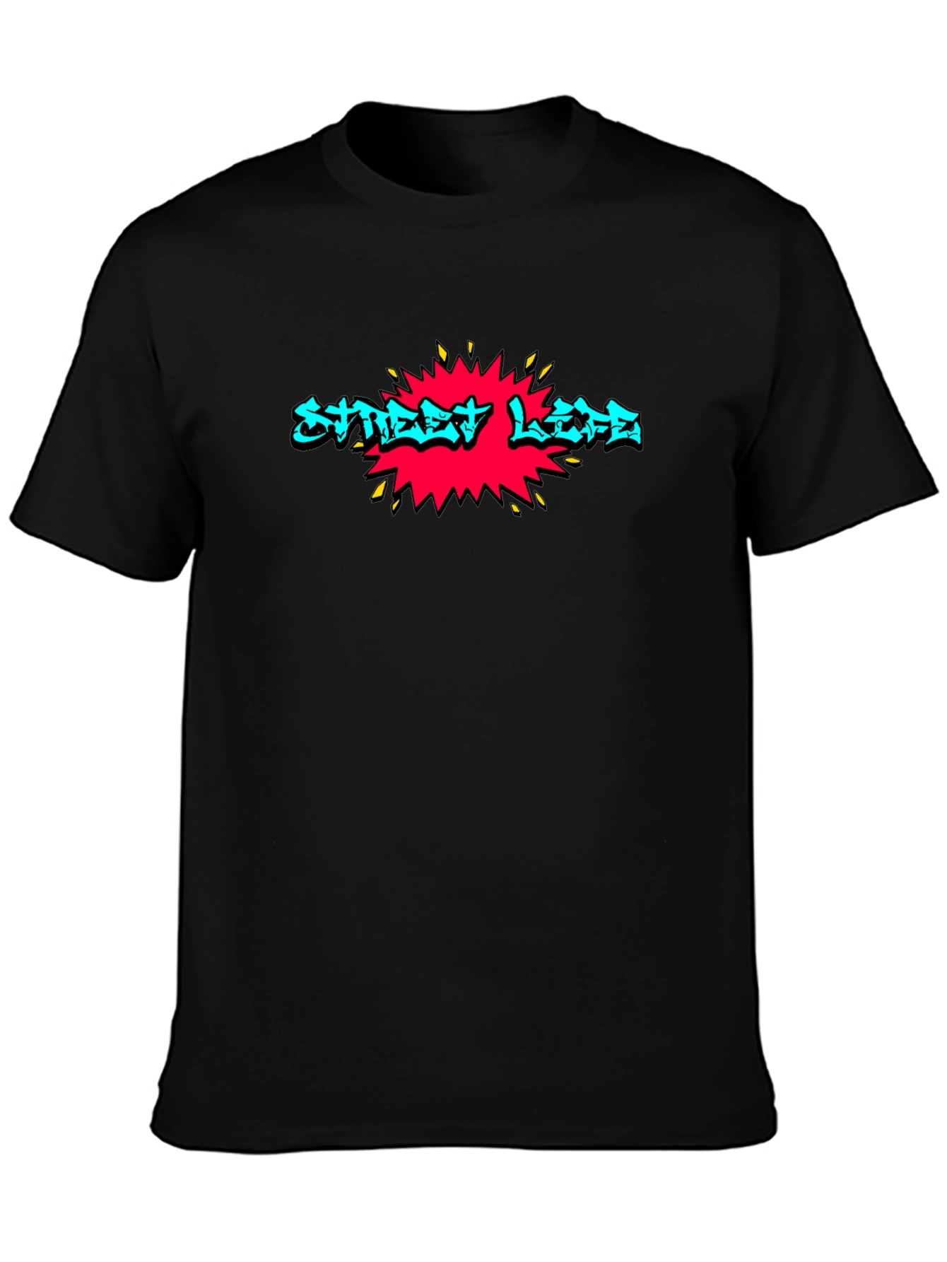 Street Life Graphic Print Black T-Shirt