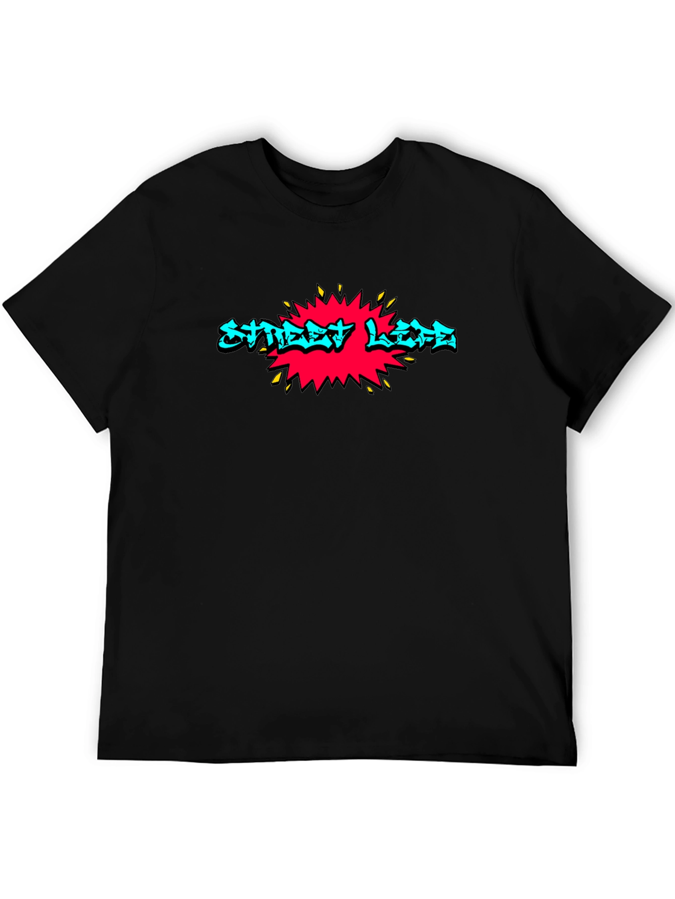 Street Life Graphic Print Black T-Shirt