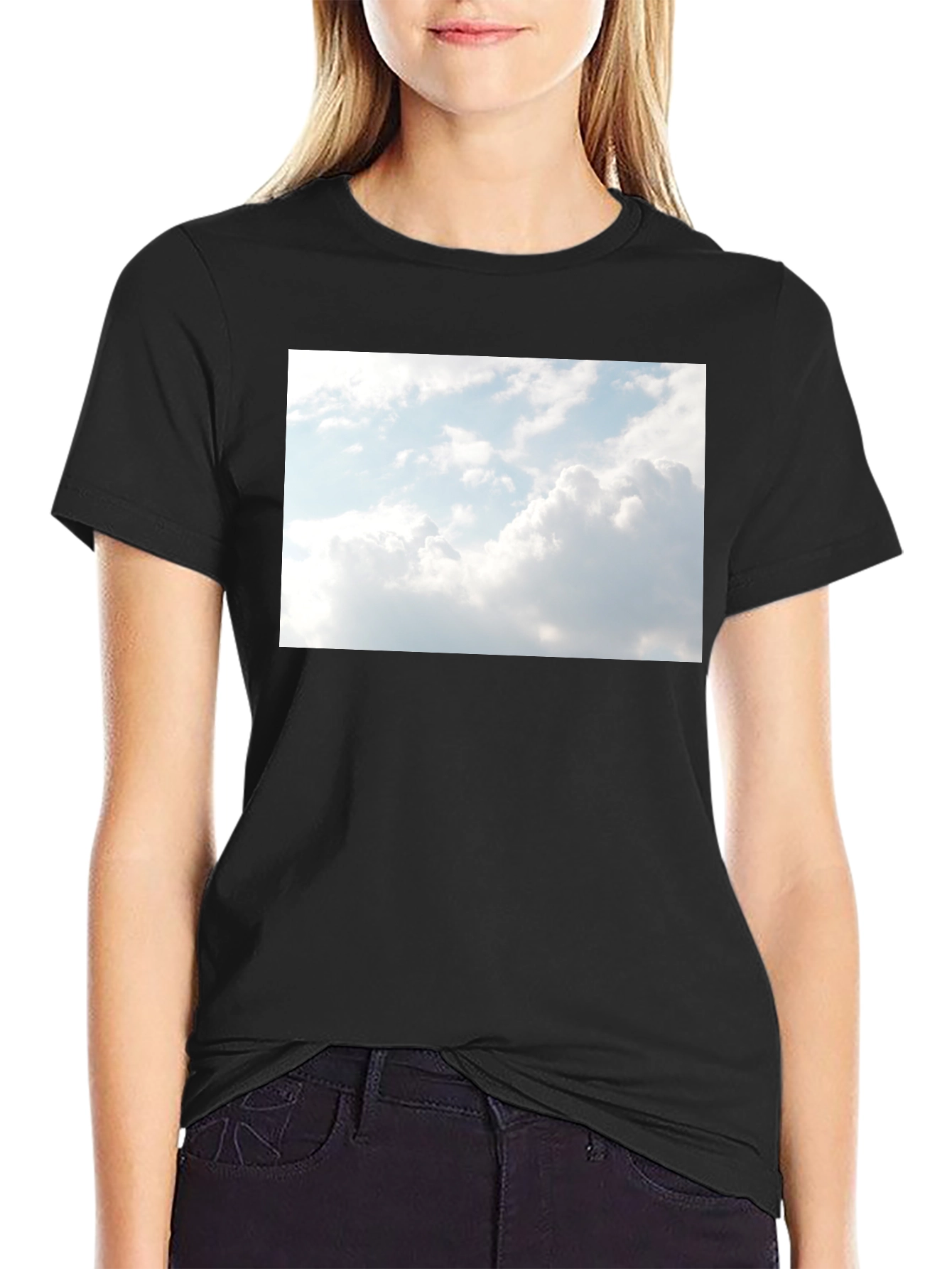 Sky Graphic Black Tee - Cotton Blend Comfort