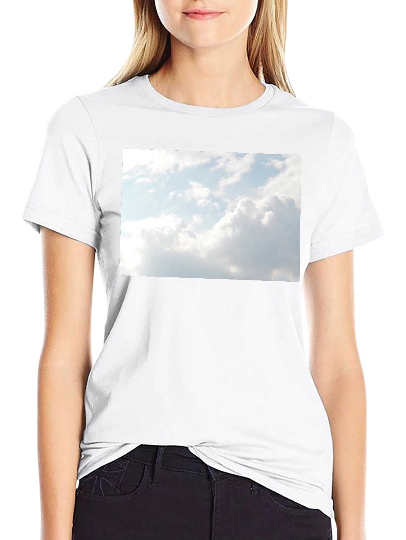 Sky Graphic Black Tee - Cotton Blend Comfort