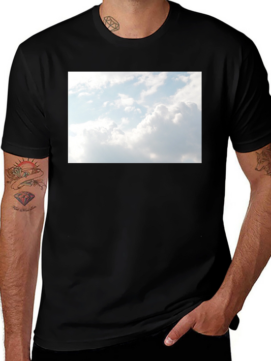 Sky Graphic Black Tee - Cotton Blend Comfort