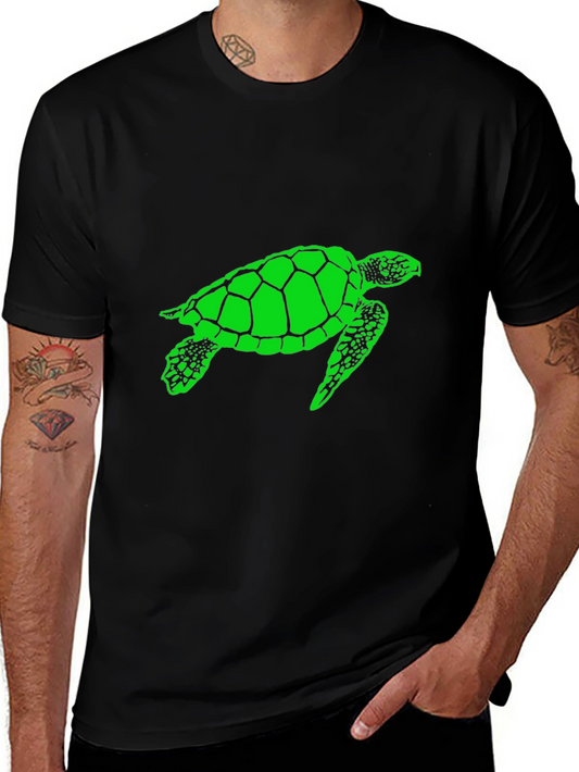 Sea Turtle Graphic Tee - Black Cotton T-Shirt