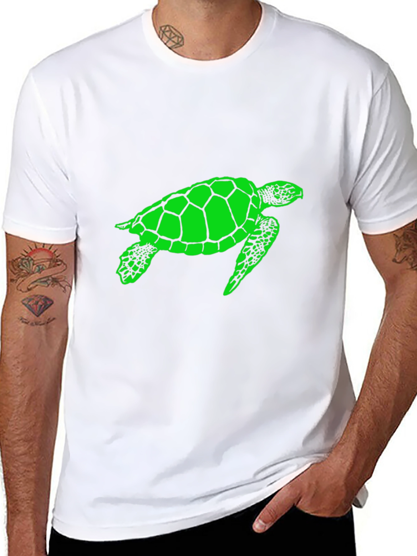 Sea Turtle Graphic Tee - Black Cotton T-Shirt