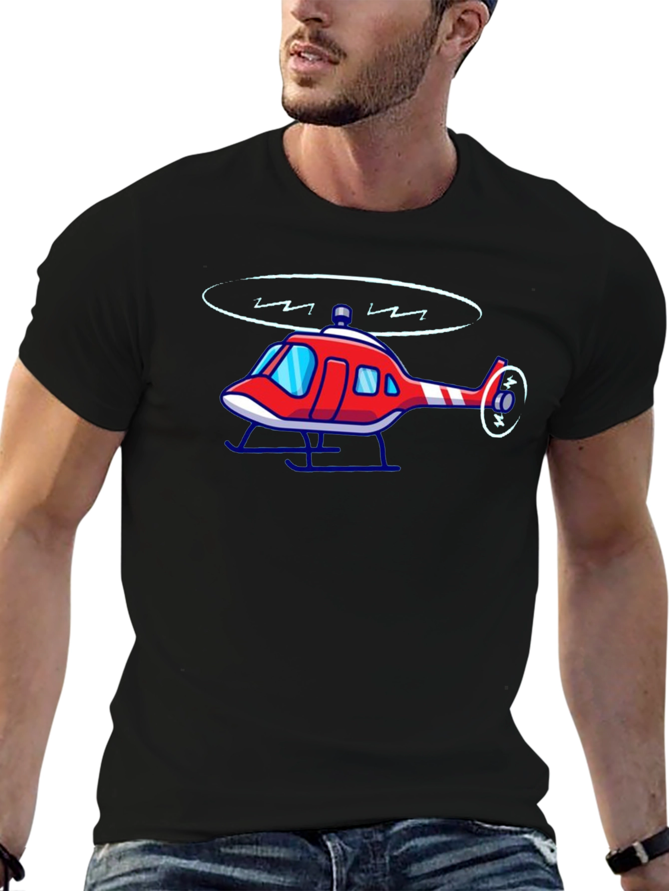 Cartoon Helicopter Graphic Tee
