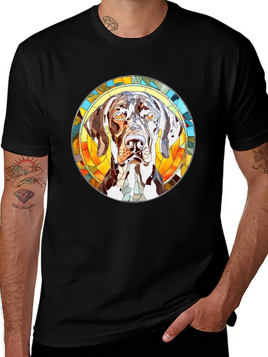 Dog Stained Glass Graphic Tee - Black