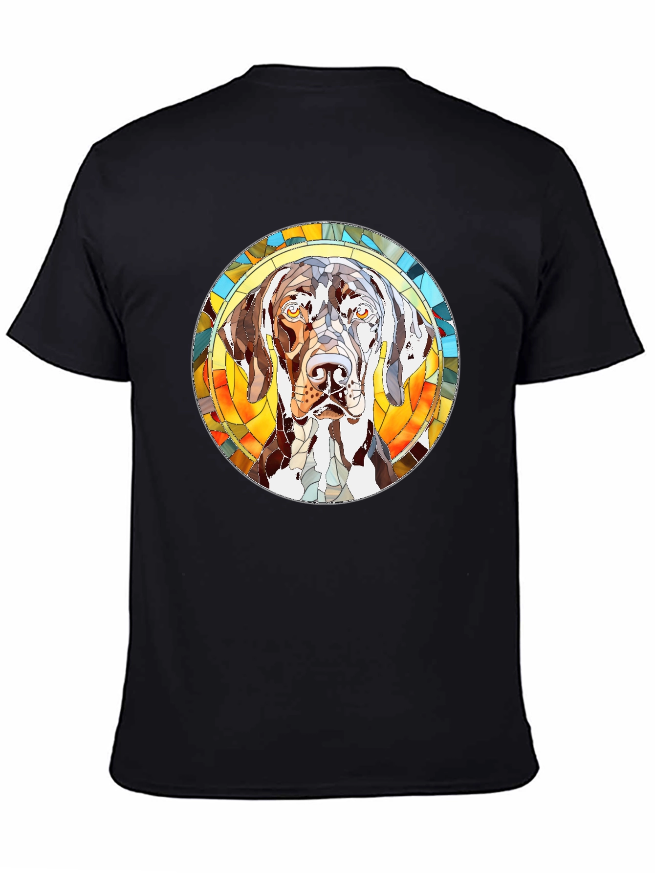 Dog Stained Glass Graphic Tee - Black