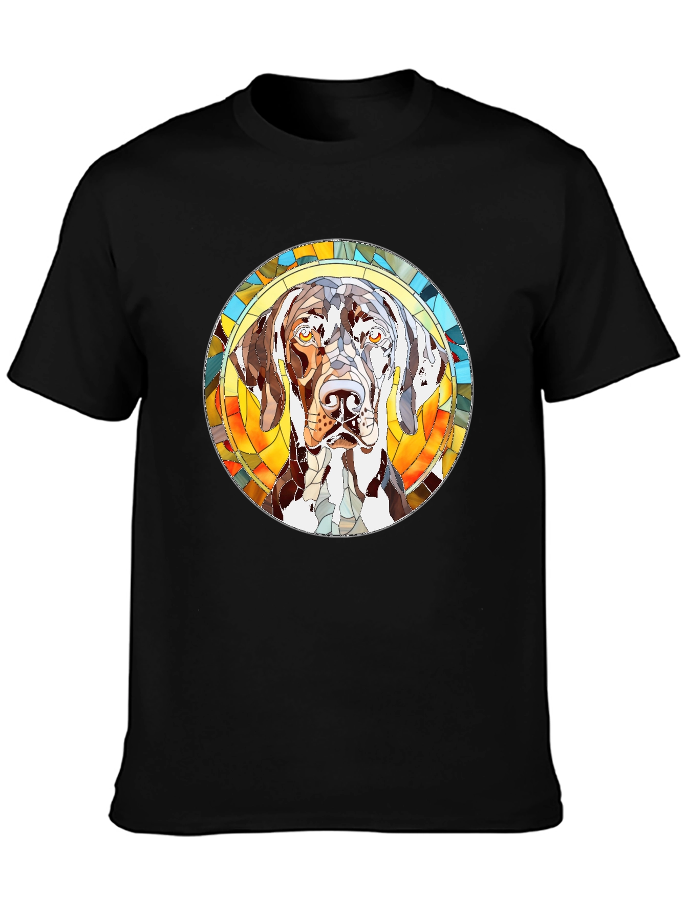 Dog Stained Glass Graphic Tee - Black