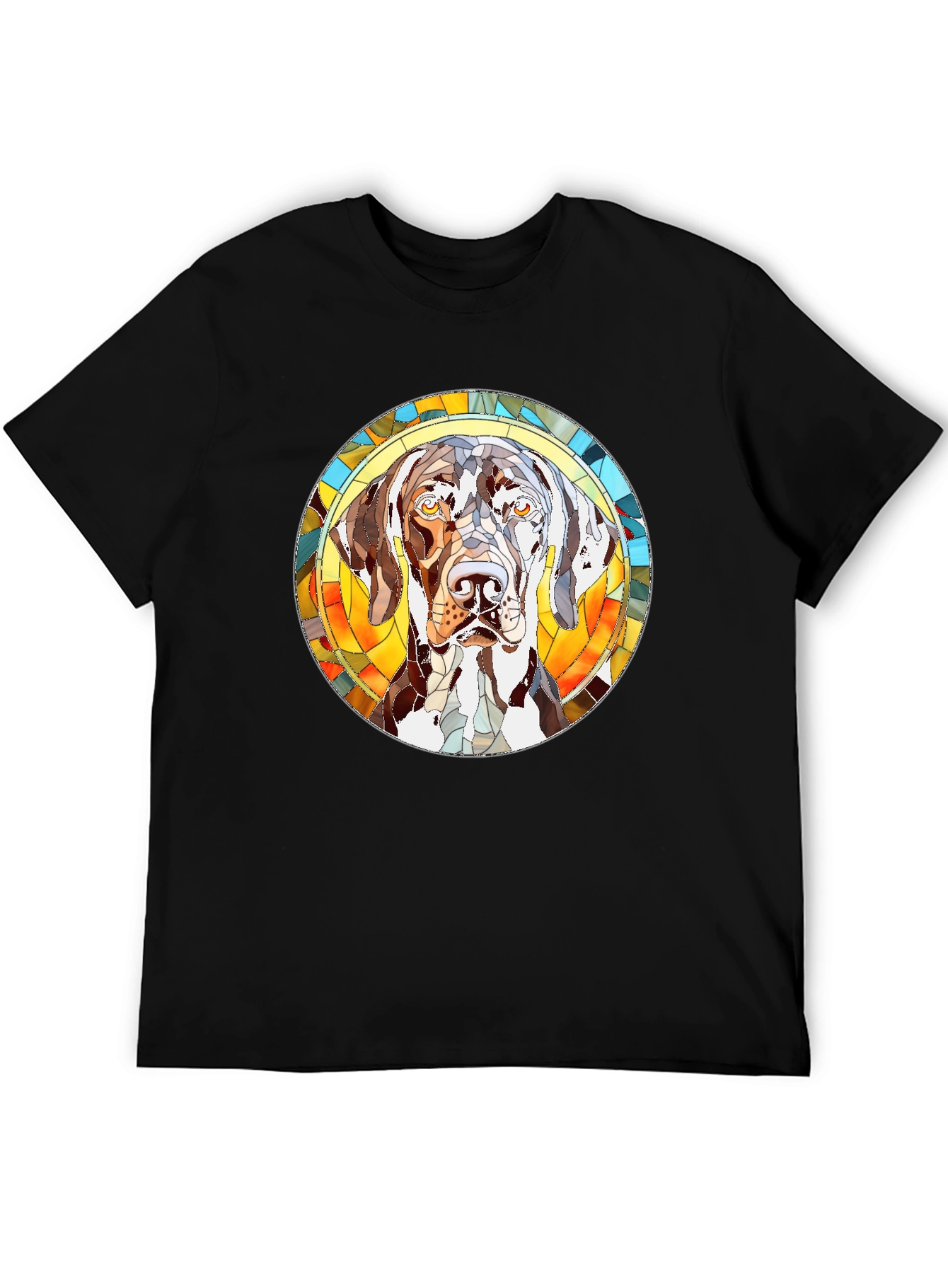 Dog Stained Glass Graphic Tee - Black