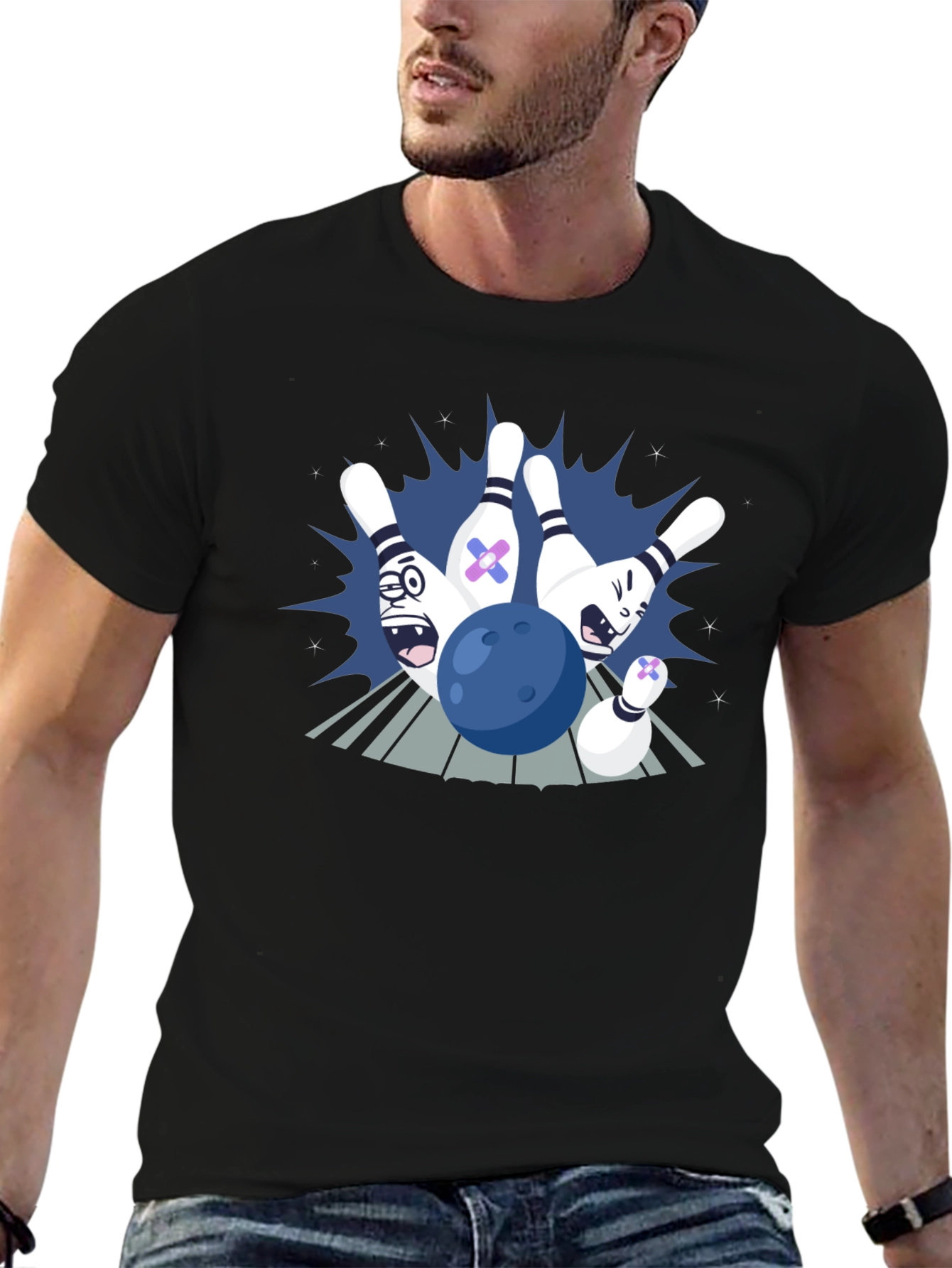 Bowling Strike T-Shirt - Fun Cartoon Design