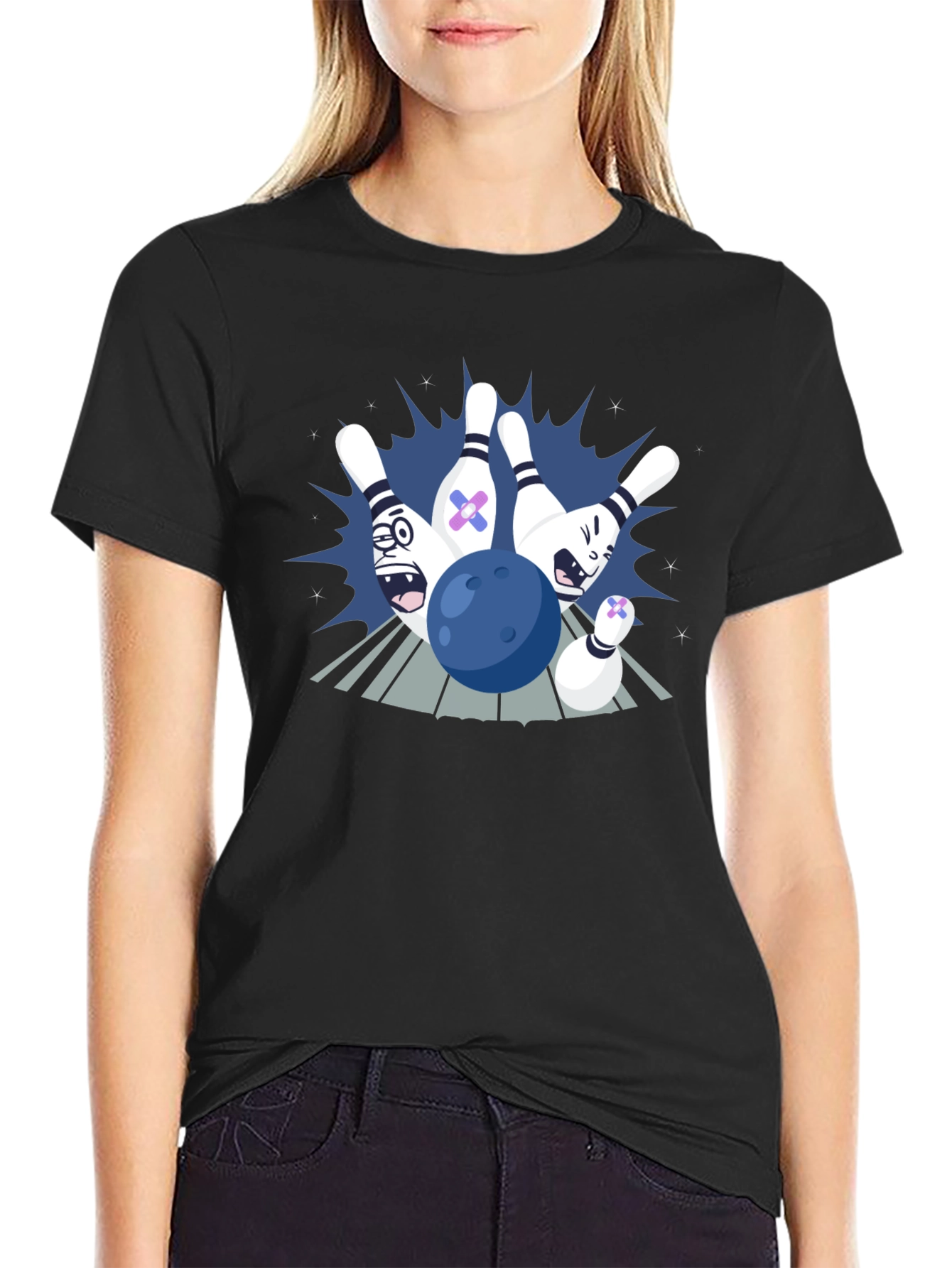 Bowling Strike T-Shirt - Fun Cartoon Design