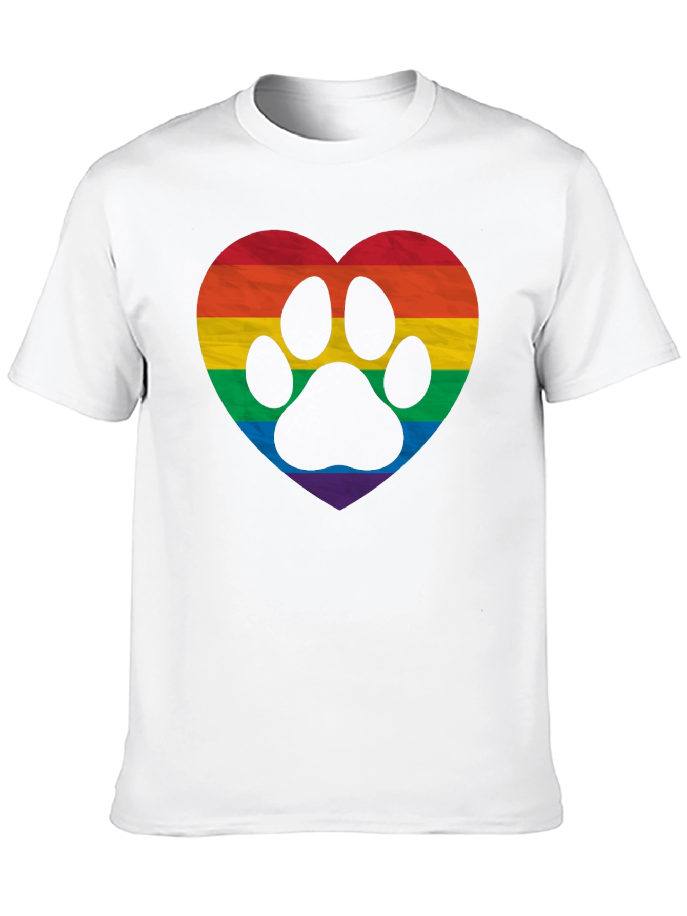 LGBTQ+ Rainbow Paw Print Heart T-Shirt