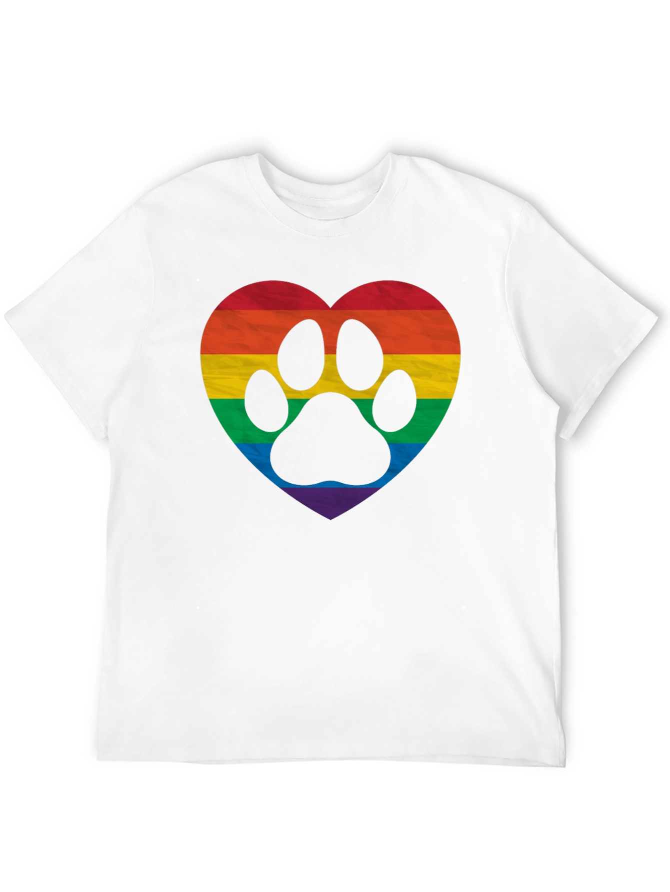 LGBTQ+ Rainbow Paw Print Heart T-Shirt