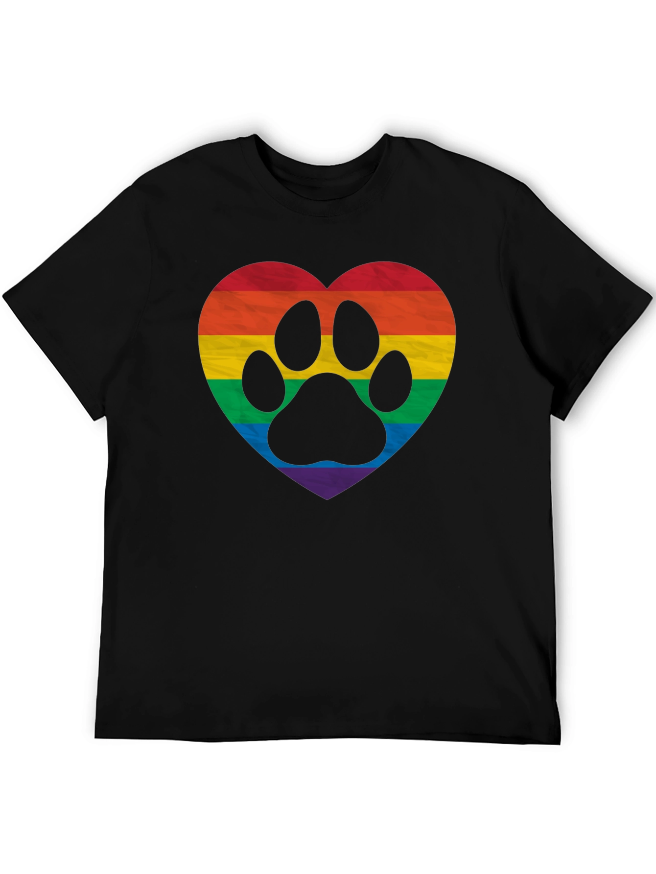 LGBTQ+ Rainbow Paw Print Heart T-Shirt