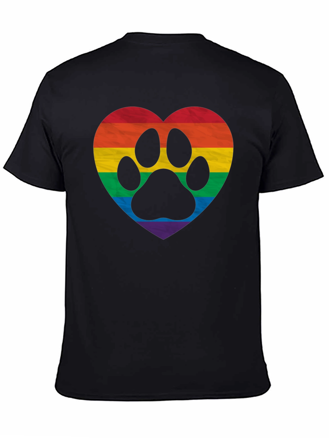 LGBTQ+ Rainbow Paw Print Heart T-Shirt