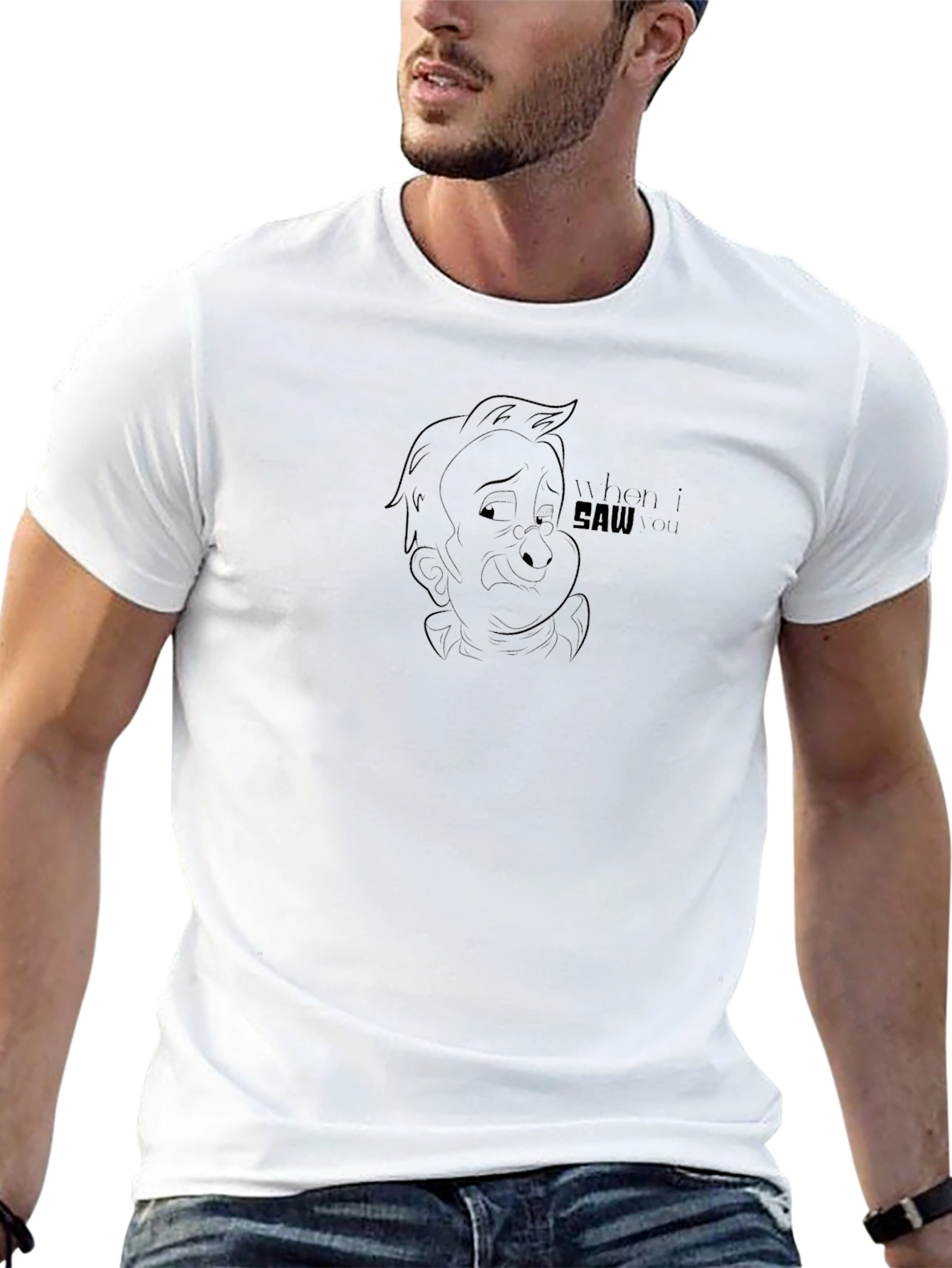 Mens Black Graphic Tee -  Funny Cartoon Design