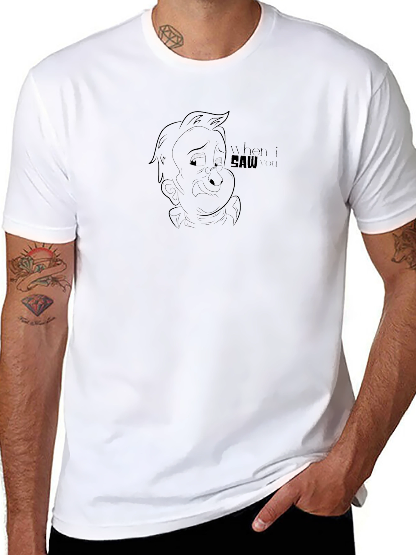 Mens Black Graphic Tee -  Funny Cartoon Design