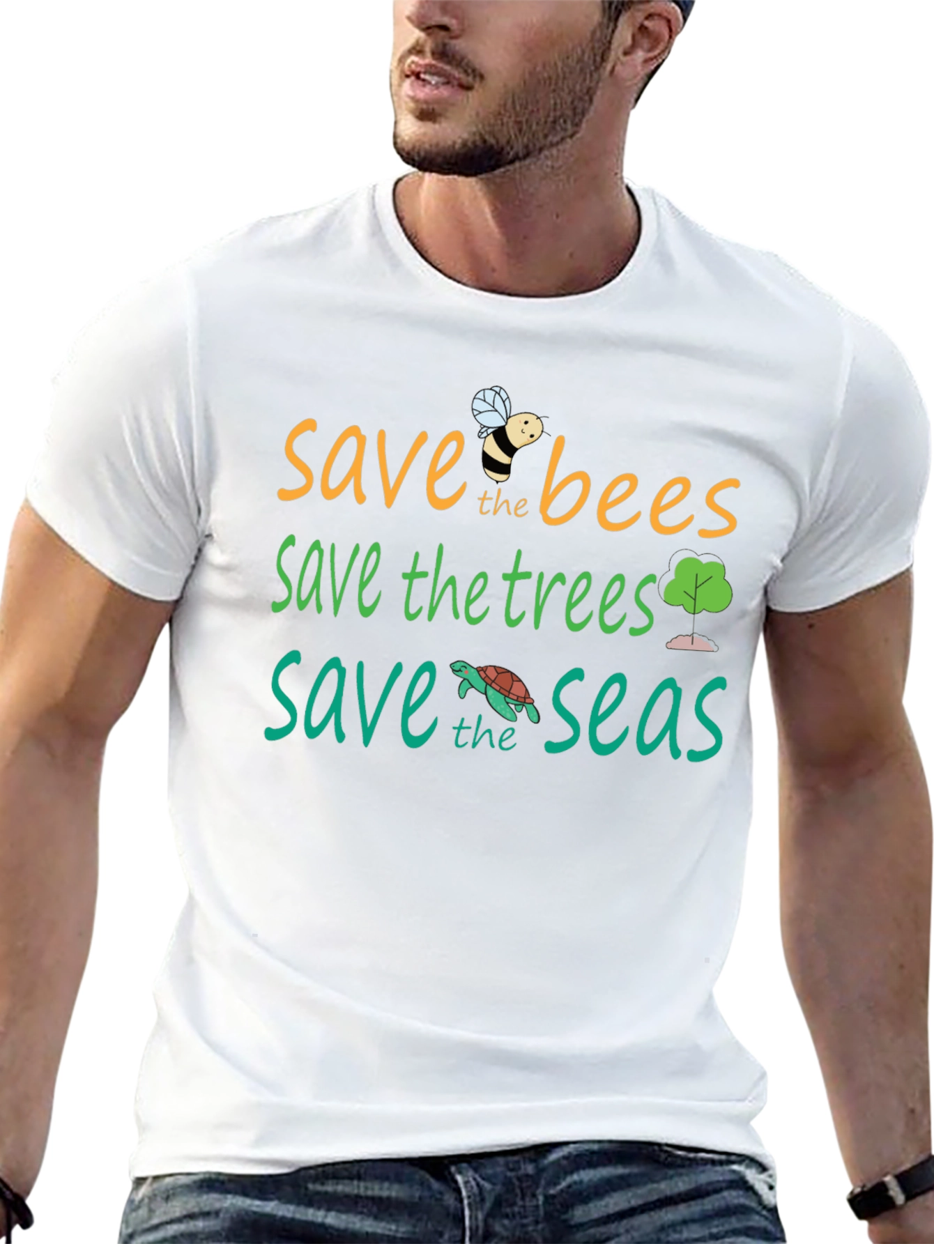 Save the Planet T-Shirt - Bees Trees Seas