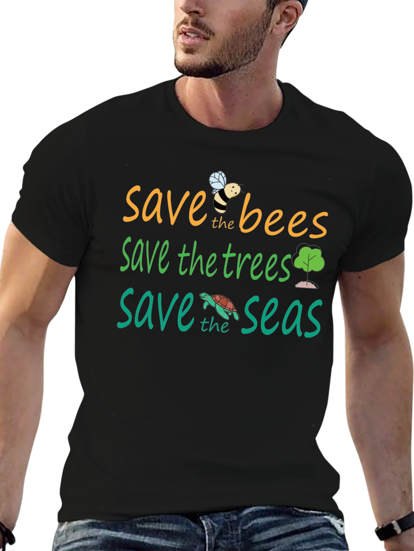 Save the Planet T-Shirt - Bees Trees Seas