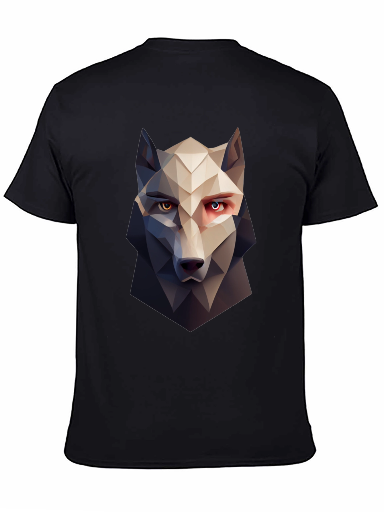 Geometric Wolf Graphic Tee - Stylish Mens Black T-Shirt