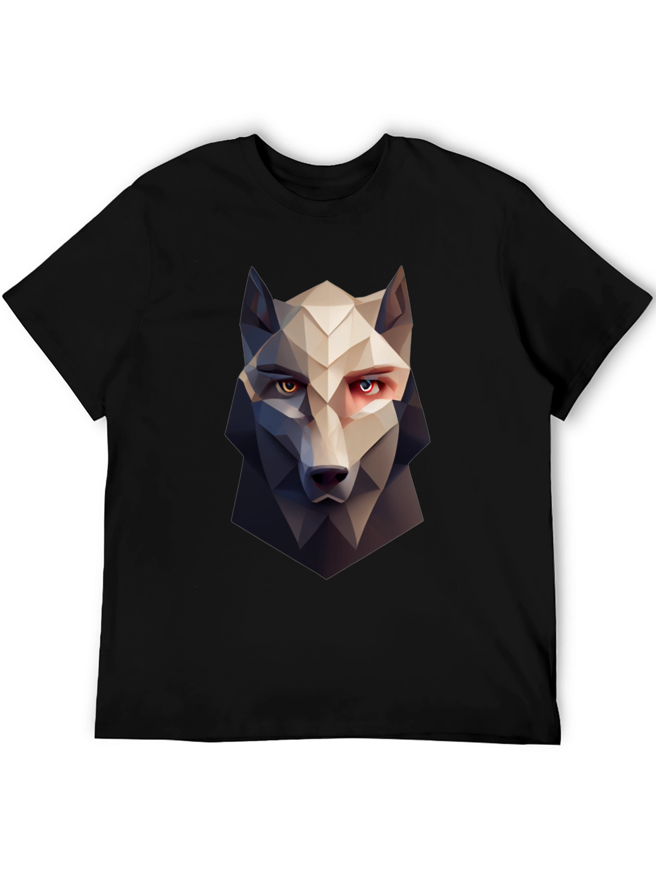 Geometric Wolf Graphic Tee - Stylish Mens Black T-Shirt