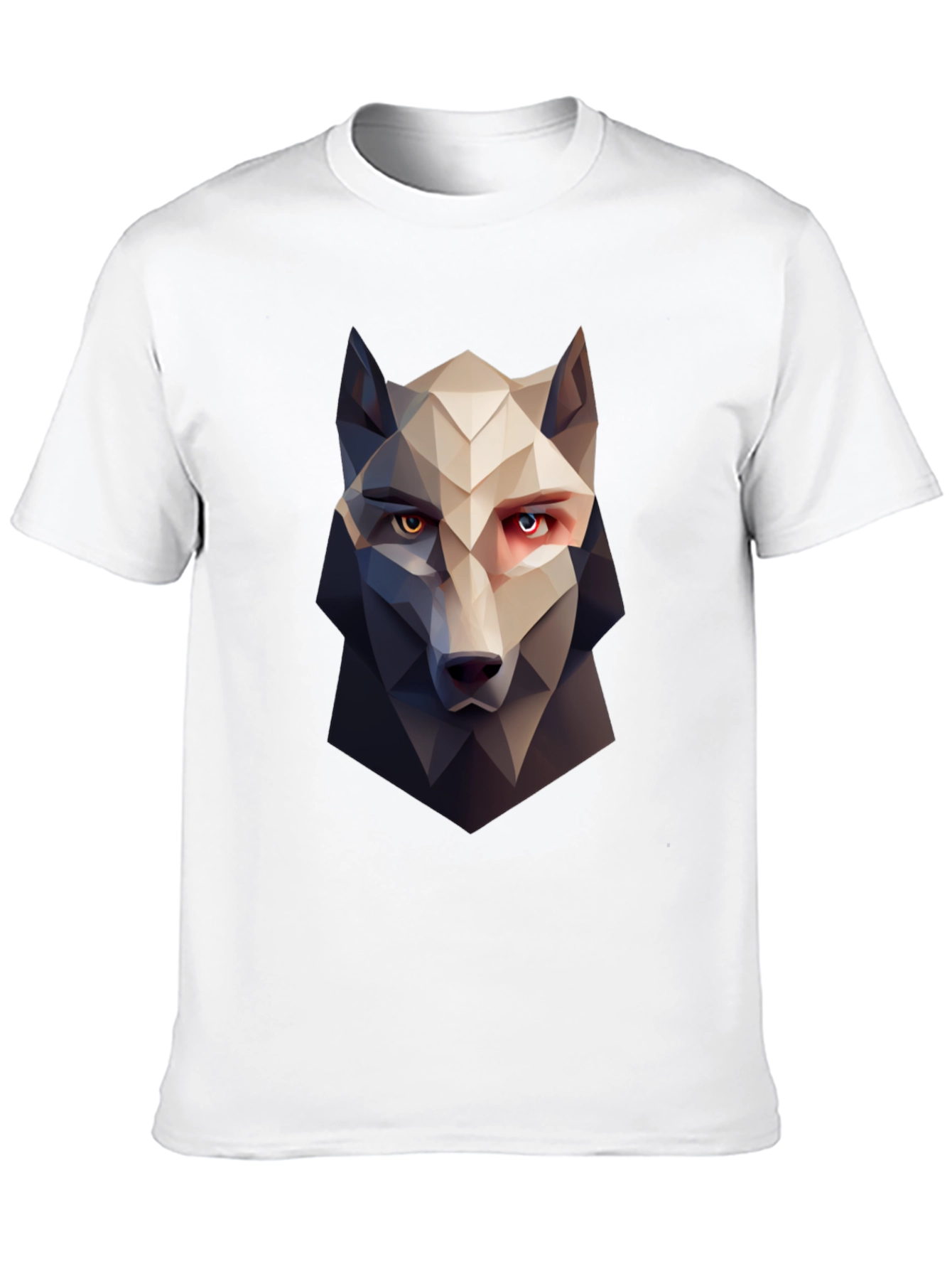 Geometric Wolf Graphic Tee - Stylish Mens Black T-Shirt