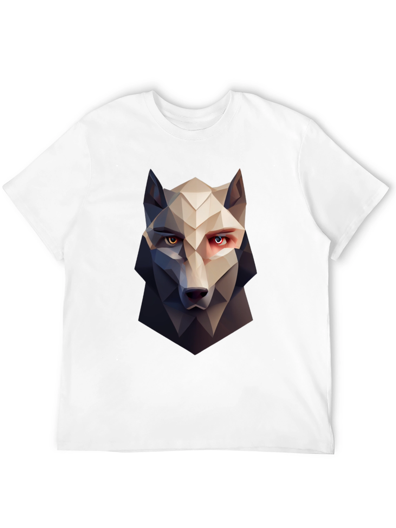 Geometric Wolf Graphic Tee - Stylish Mens Black T-Shirt