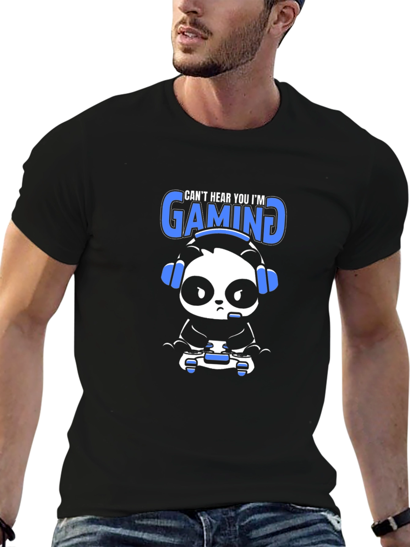 Gamer Panda T-Shirt - Cant Hear You Im Gaming