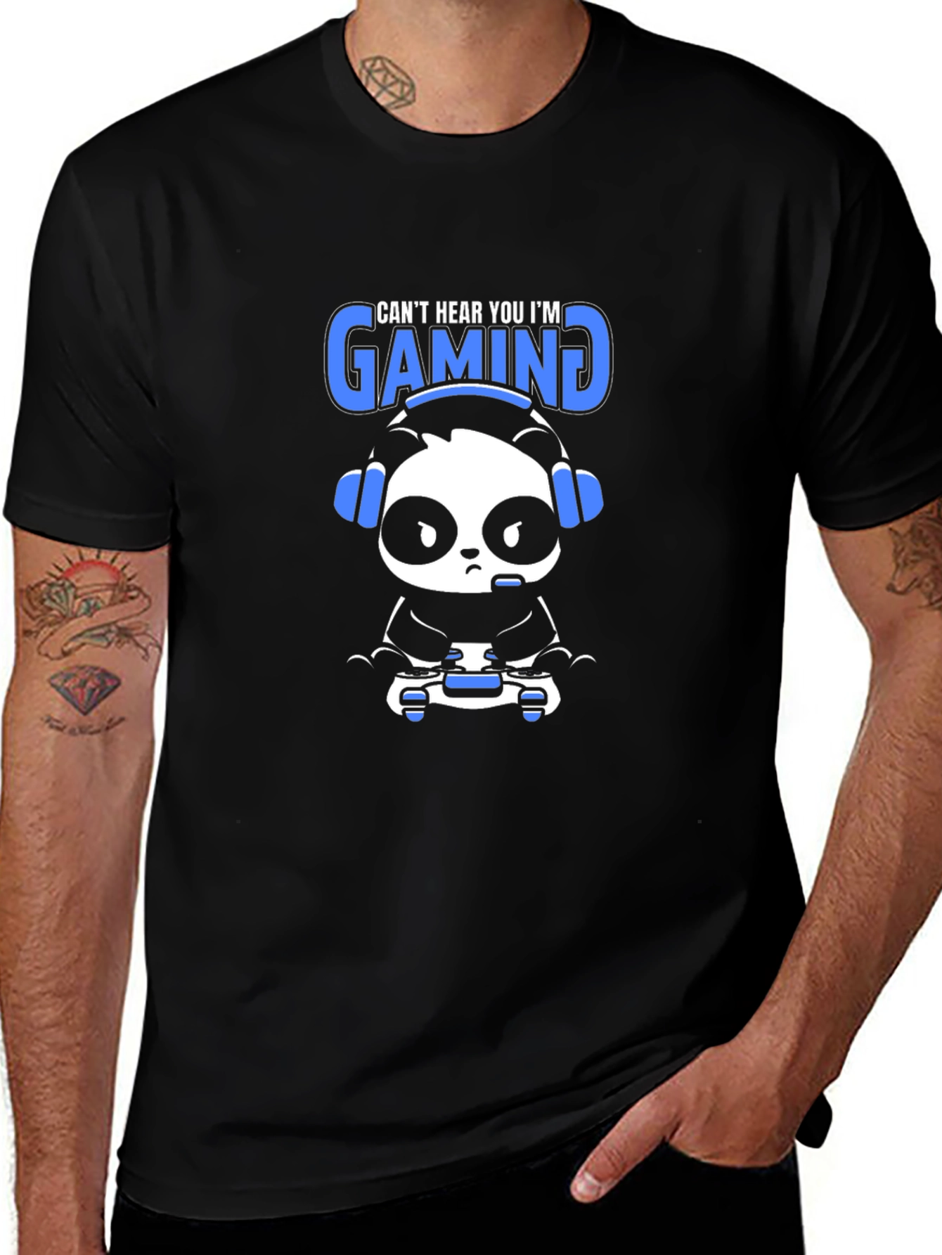 Gamer Panda T-Shirt - Cant Hear You Im Gaming