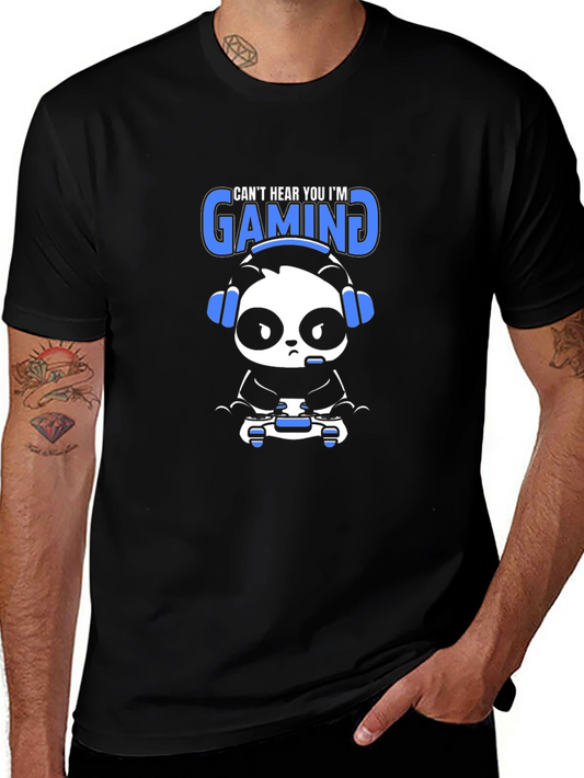 Gamer Panda T-Shirt - Cant Hear You Im Gaming