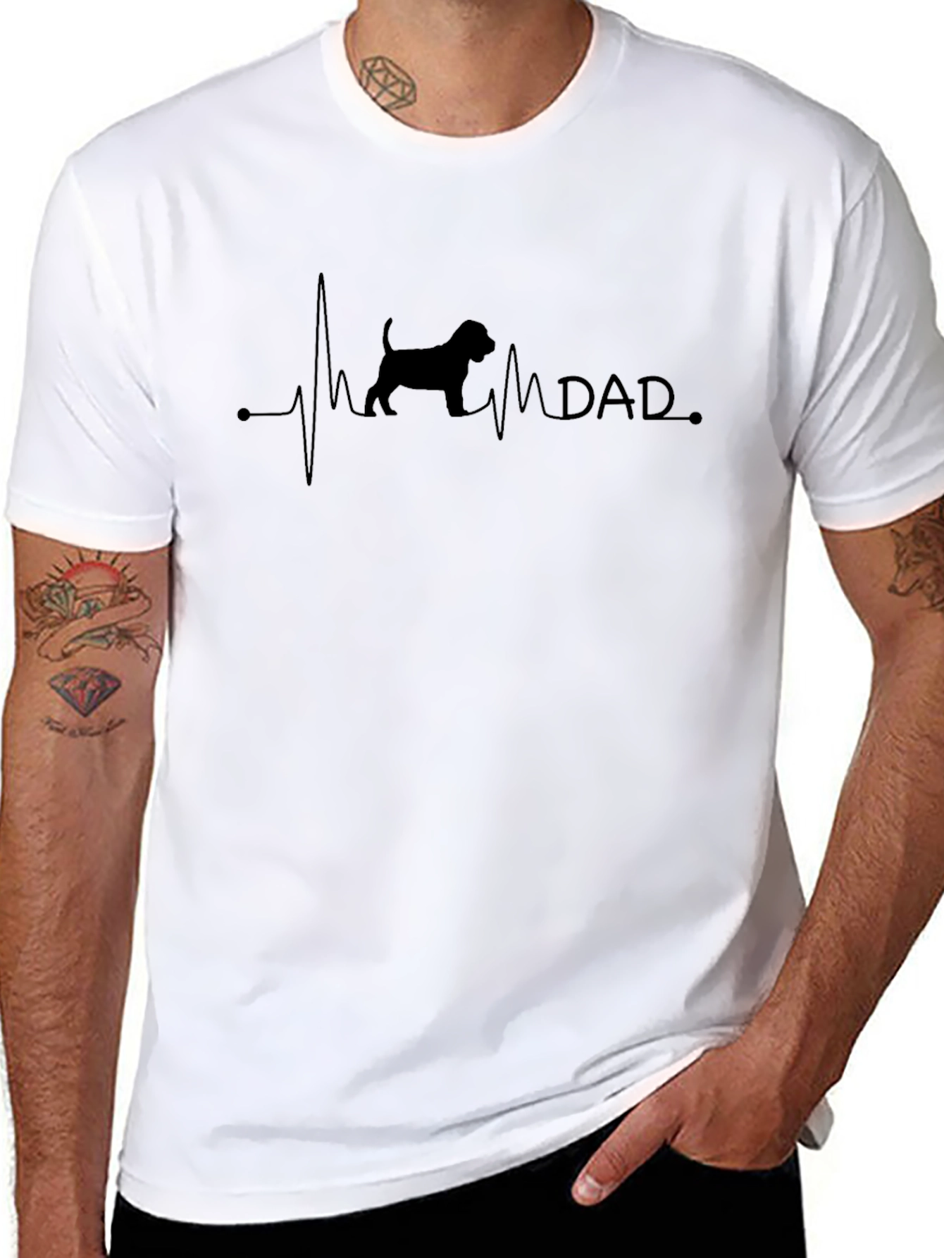 Dog Dad Heartbeat T-Shirt - Black
