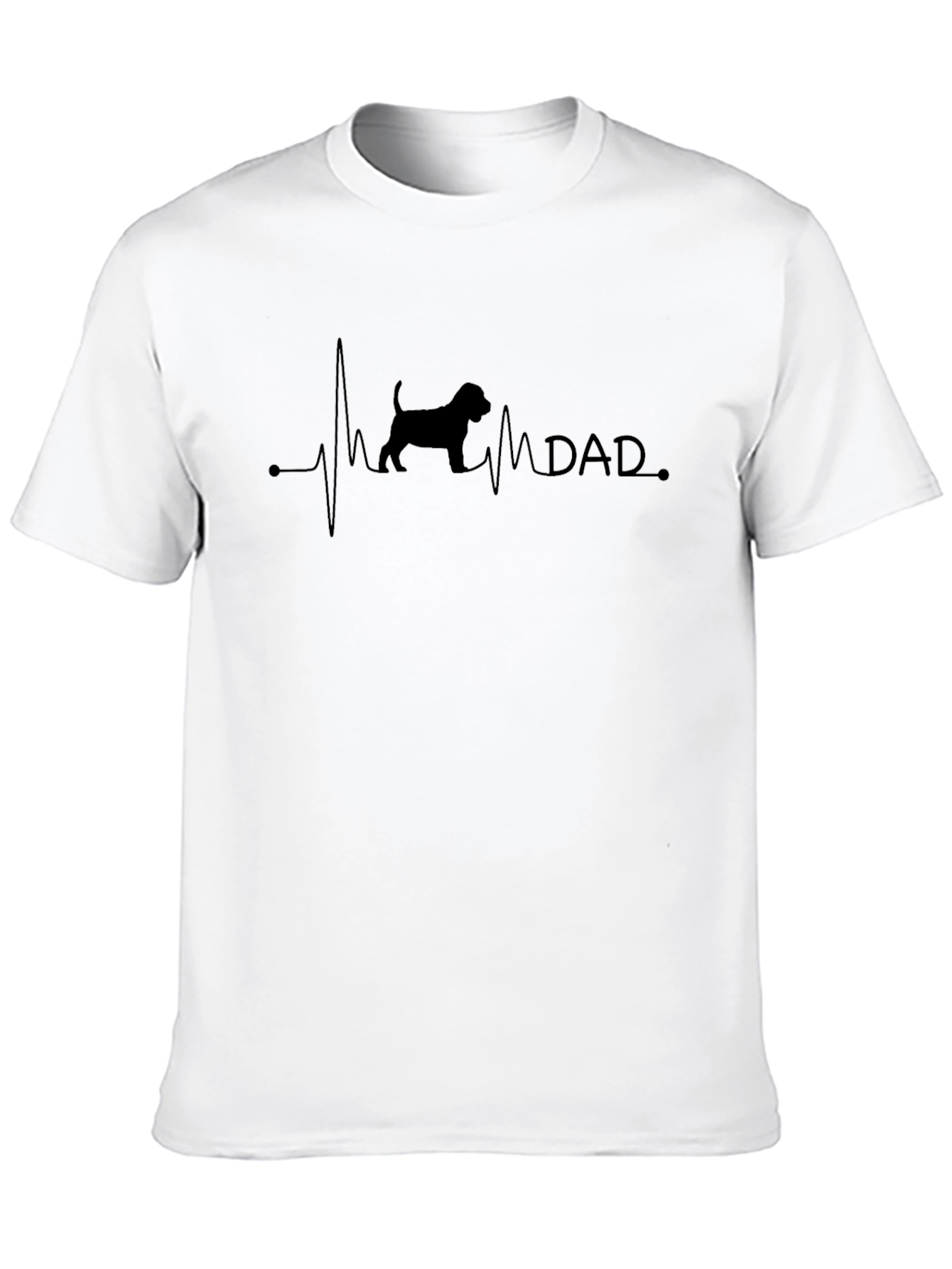 Dog Dad Heartbeat T-Shirt - Black
