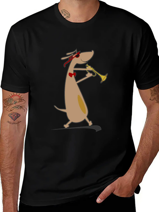 Dog Is Playing Trumpet Unisex Casual T-Shirt – Clean Design For Daily Comfort