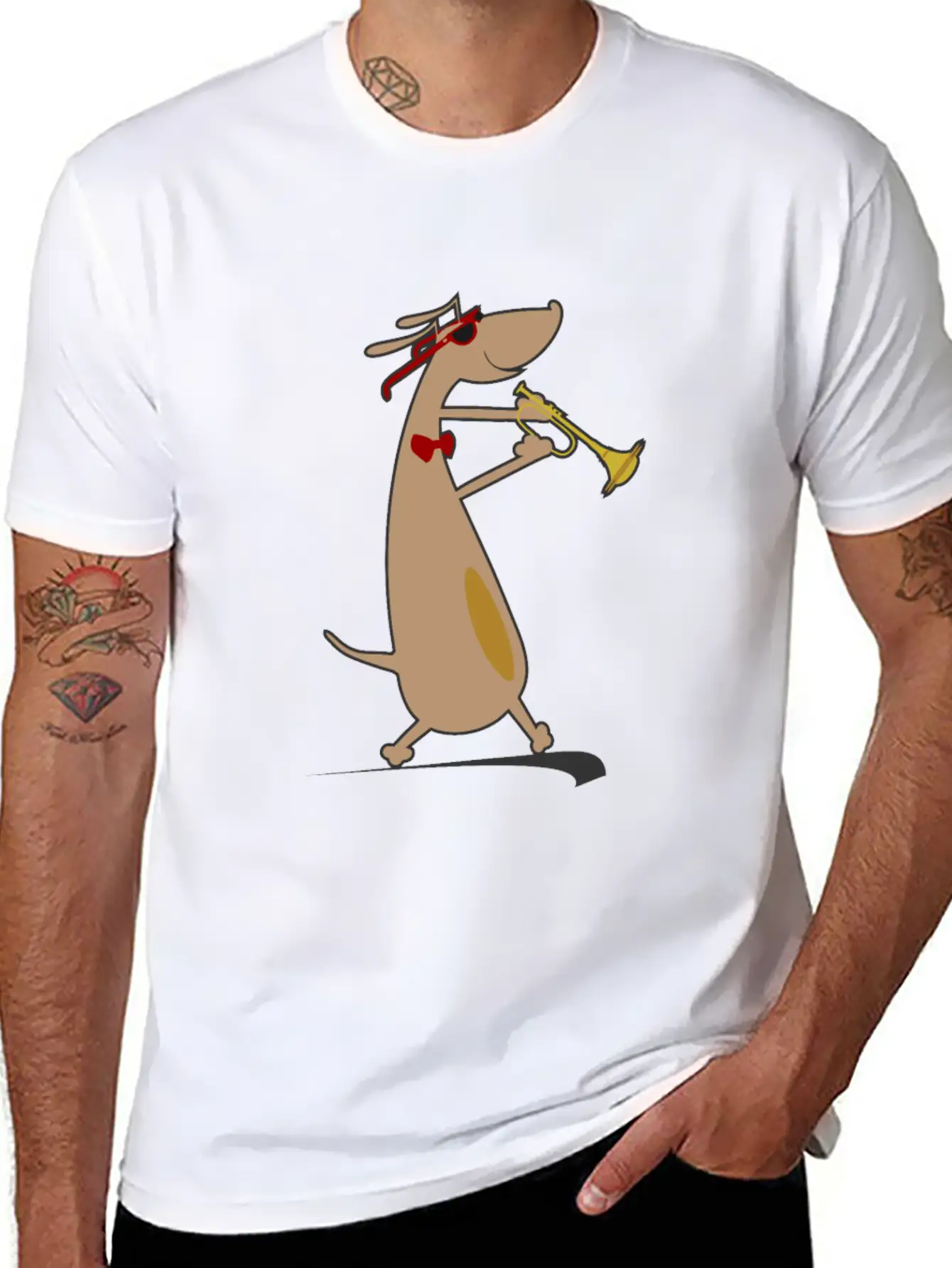 Dog Is Playing Trumpet Unisex Casual T-Shirt – Clean Design For Daily Comfort