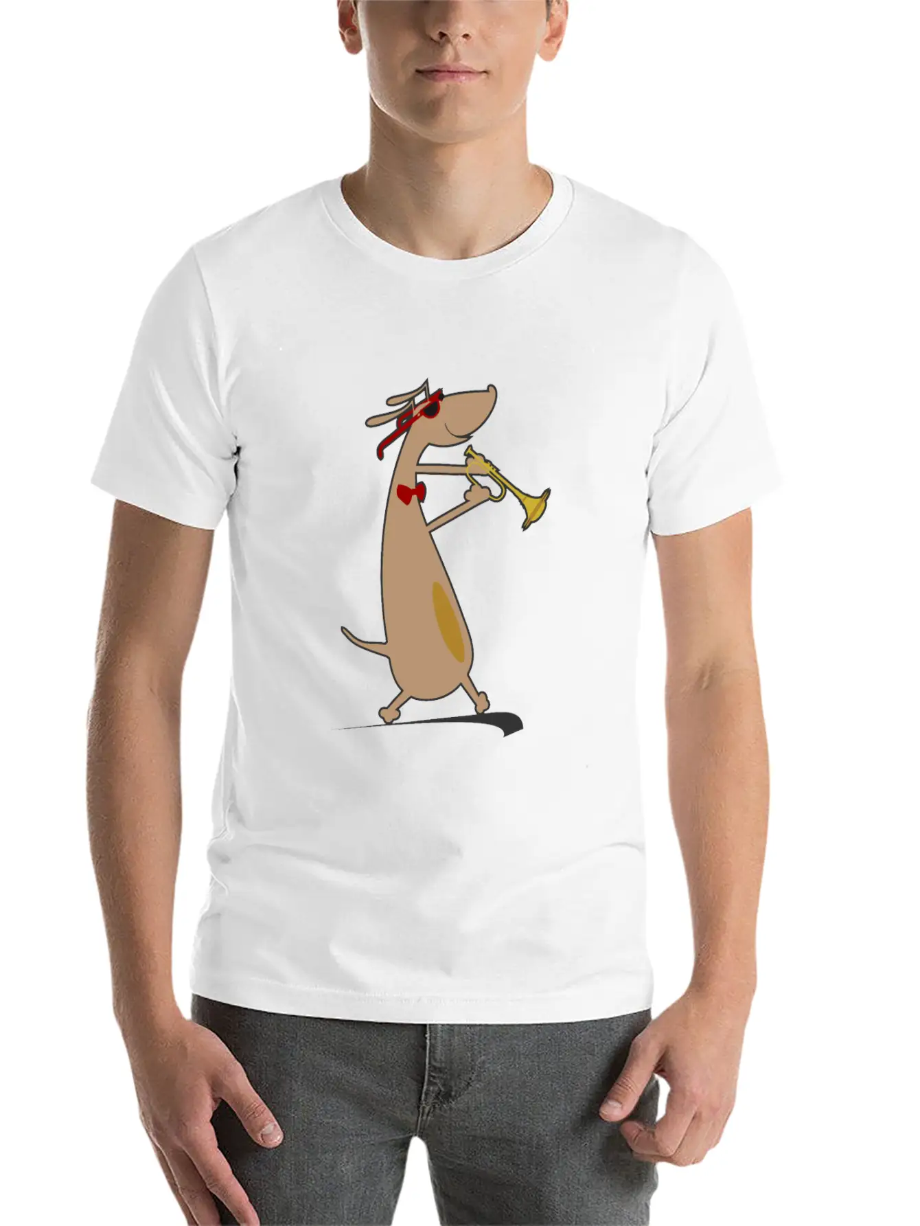 Dog Is Playing Trumpet Unisex Casual T-Shirt – Clean Design For Daily Comfort