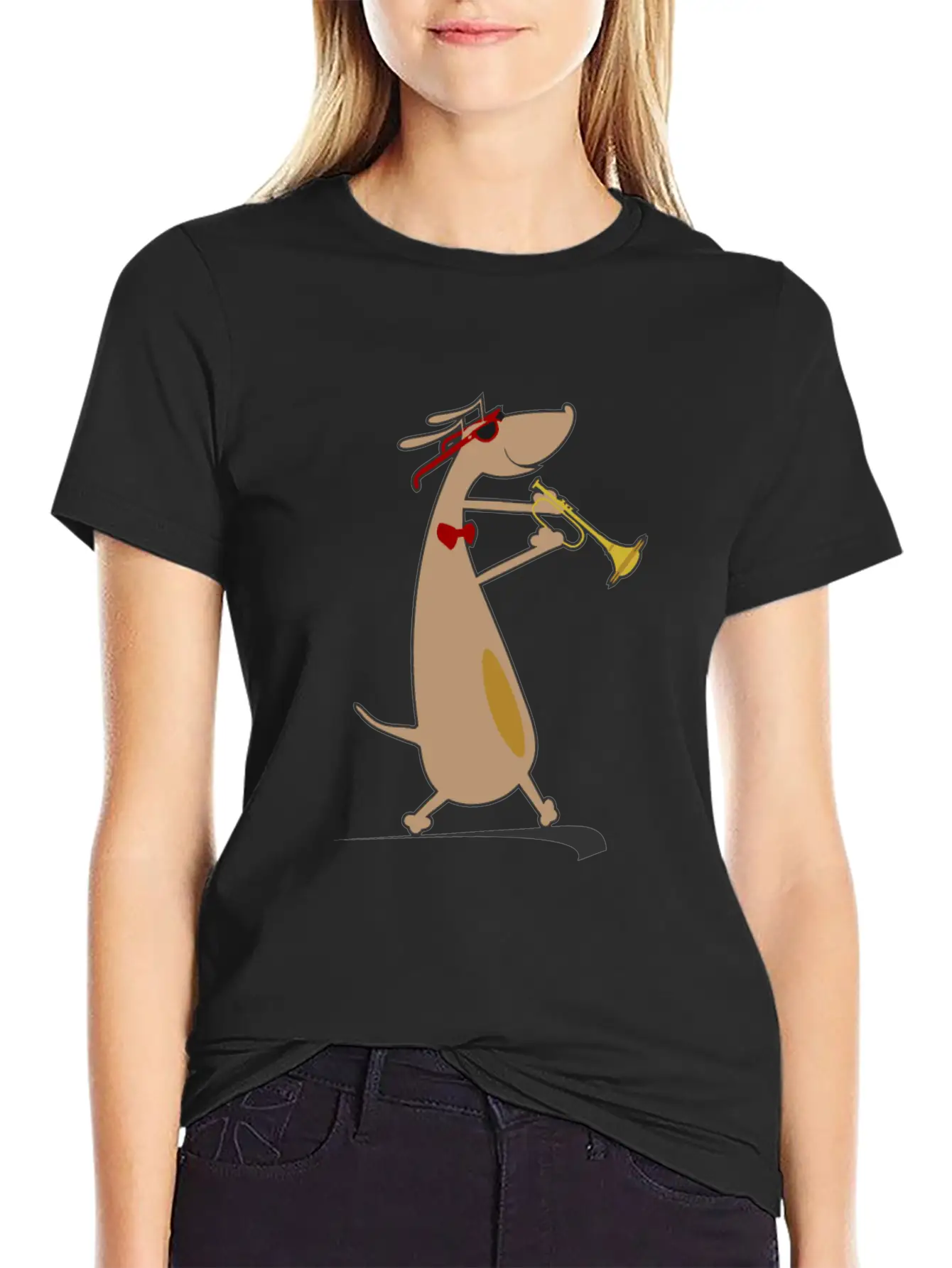 Dog Is Playing Trumpet Unisex Casual T-Shirt – Clean Design For Daily Comfort