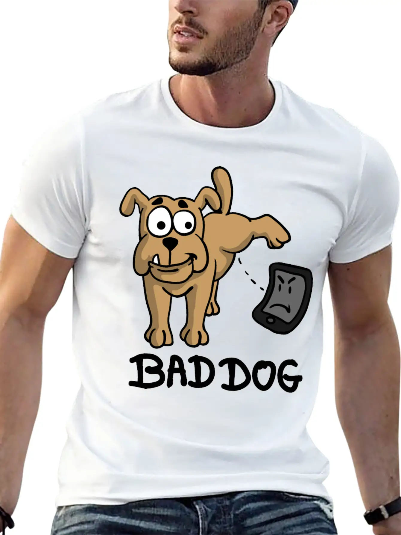 Dog Peeing On Phone Unisex Casual T-Shirt – Clean Design For Daily Comfort