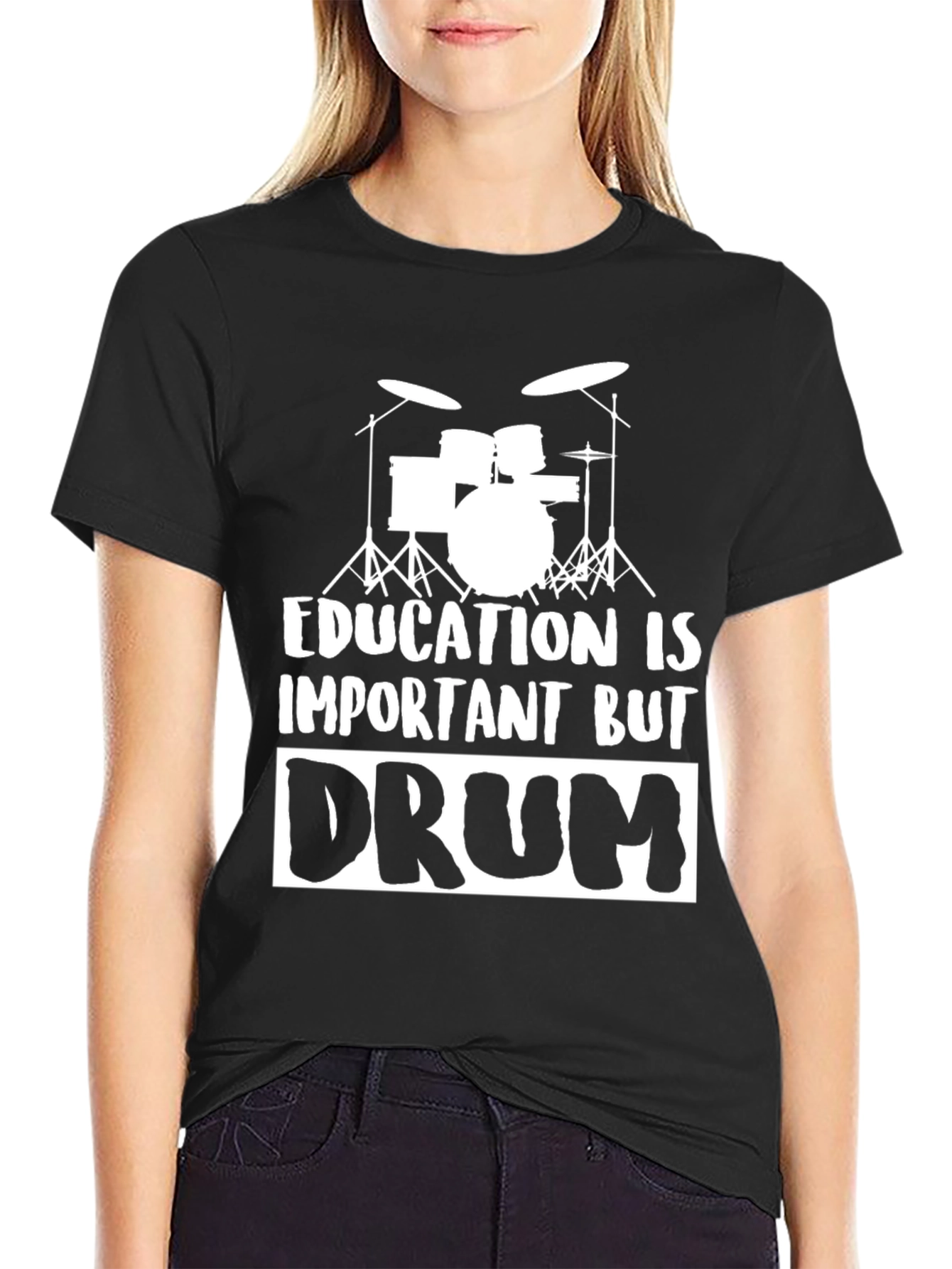 Funny Drummer T-Shirt: Education Is Important But Drum