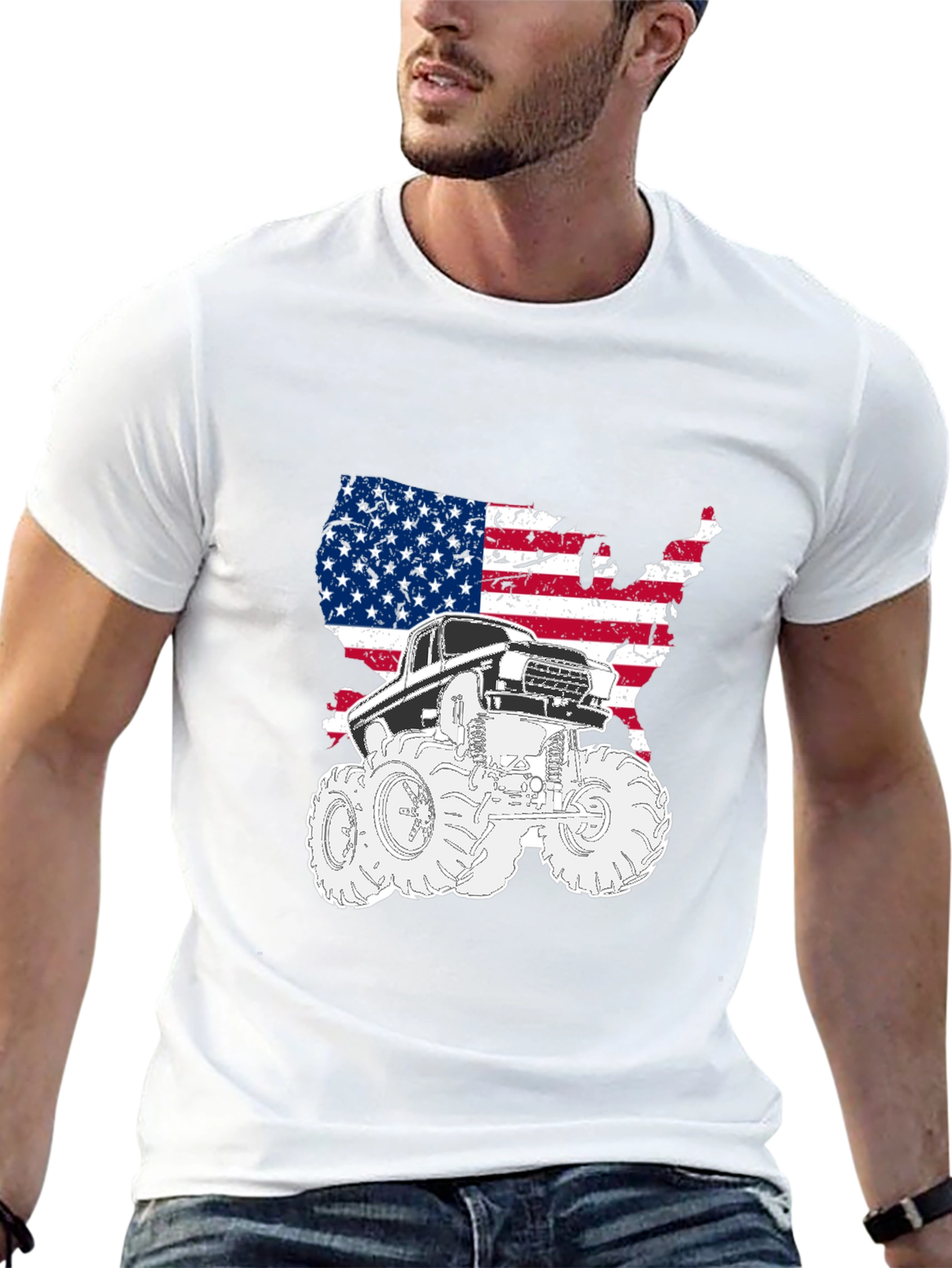 USA Flag Monster Truck Graphic Tee