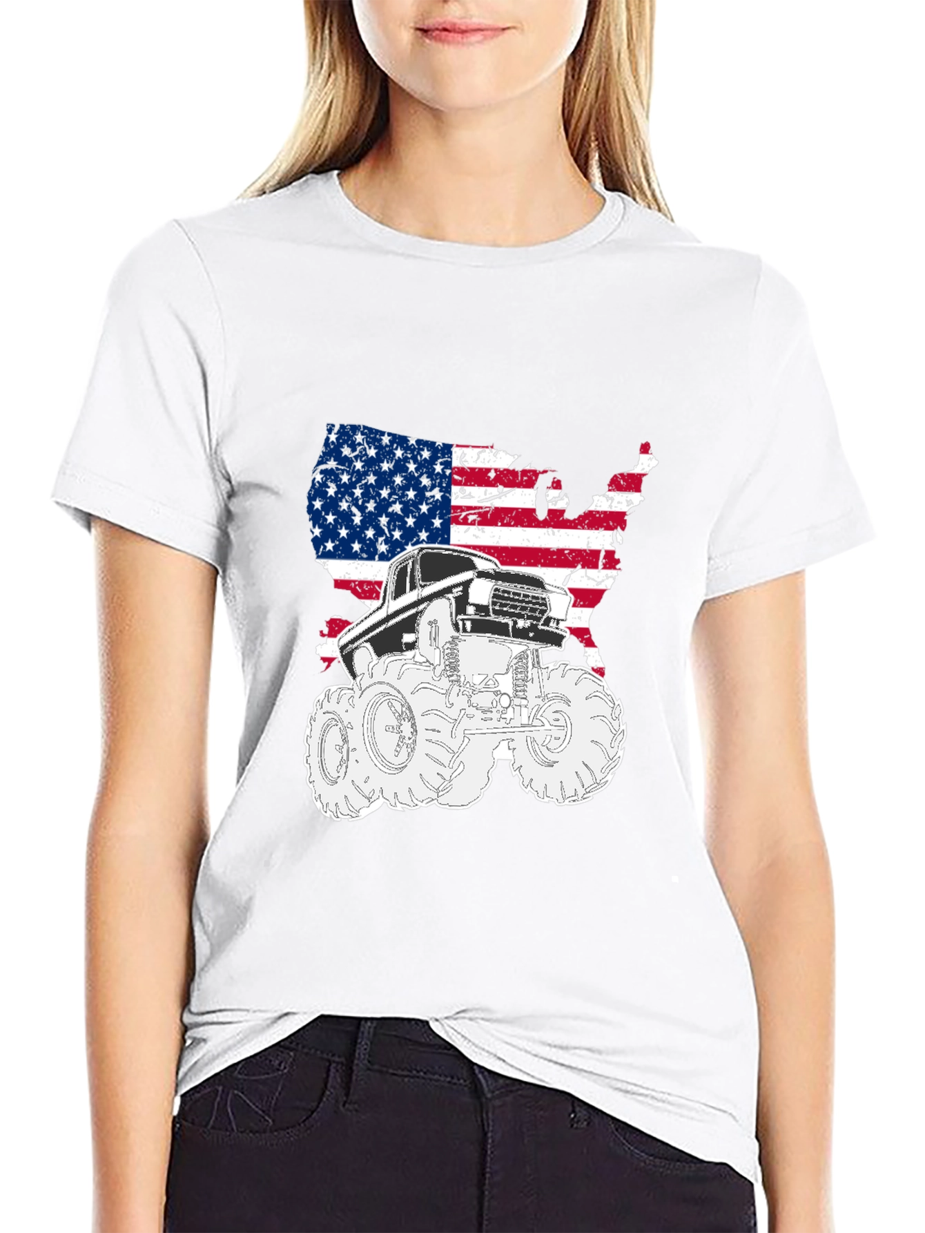 USA Flag Monster Truck Graphic Tee