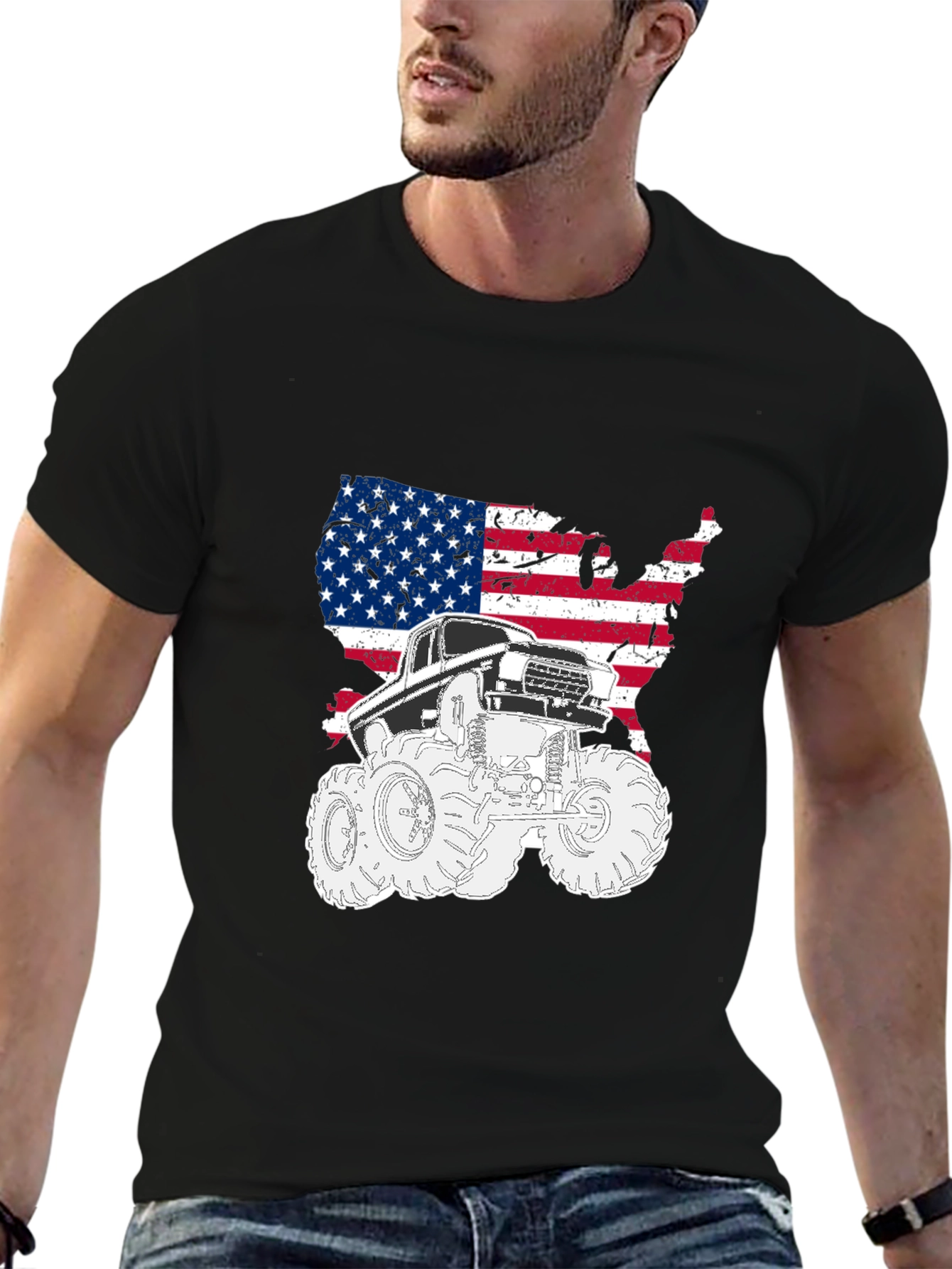 USA Flag Monster Truck Graphic Tee