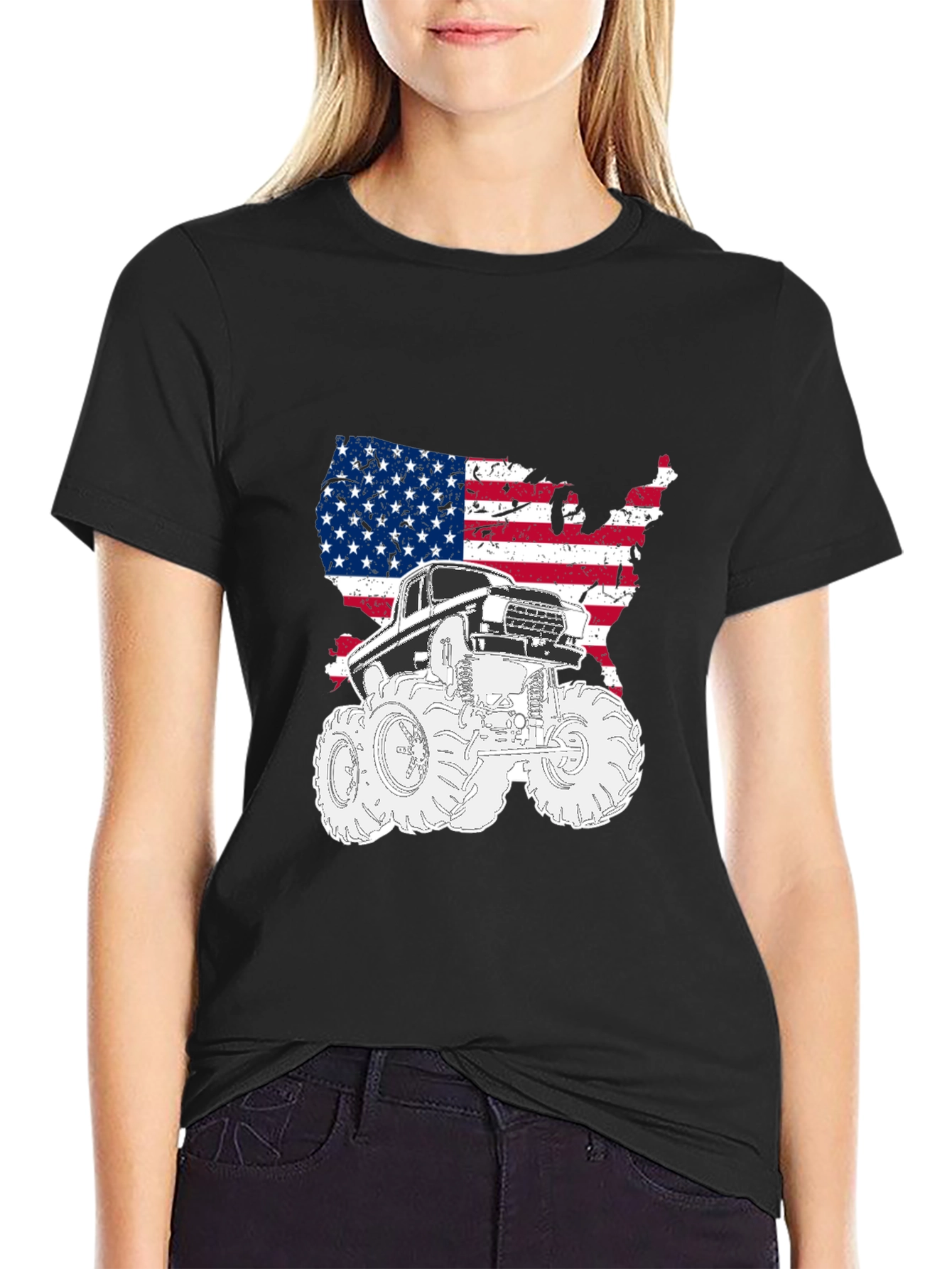 USA Flag Monster Truck Graphic Tee