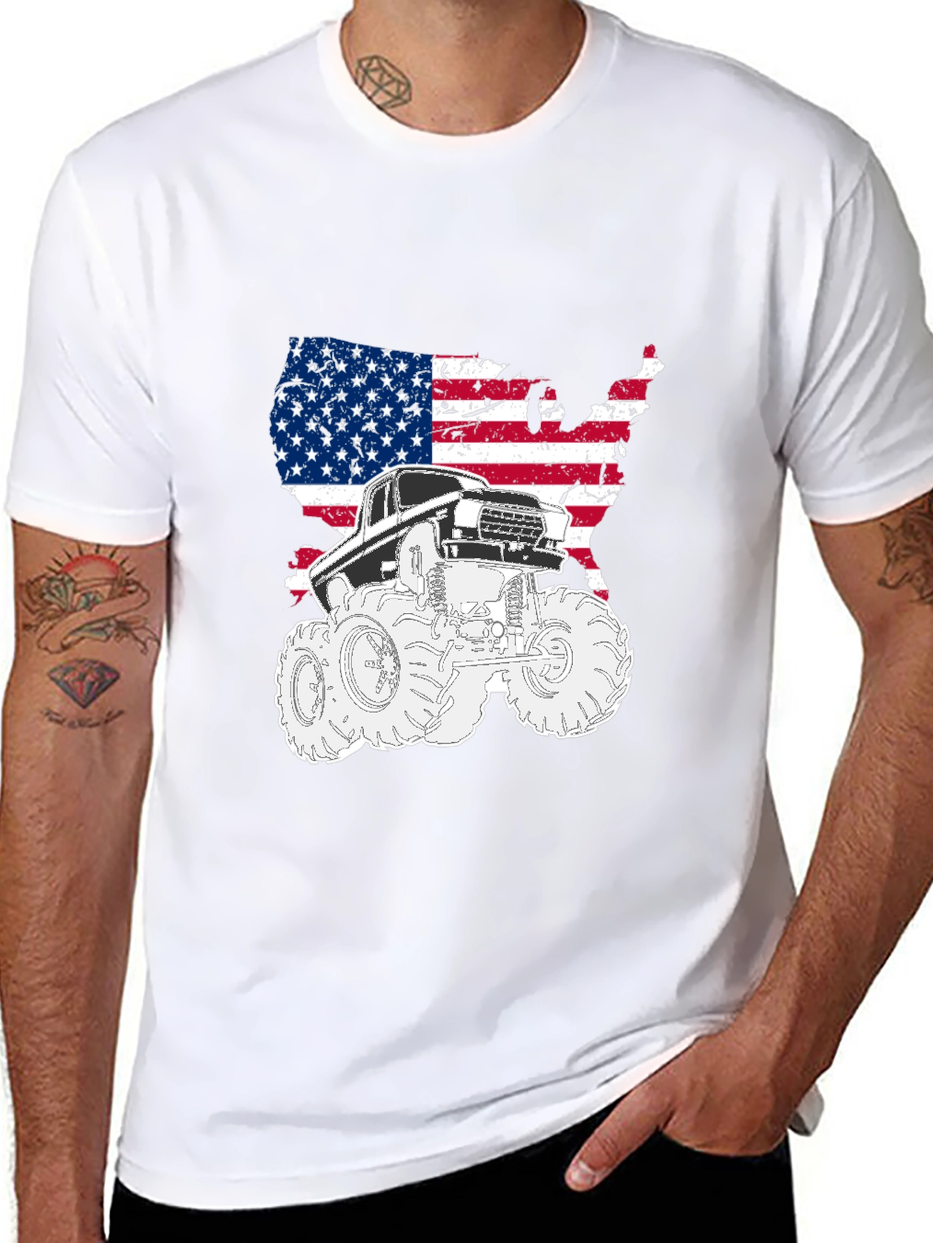 USA Flag Monster Truck Graphic Tee