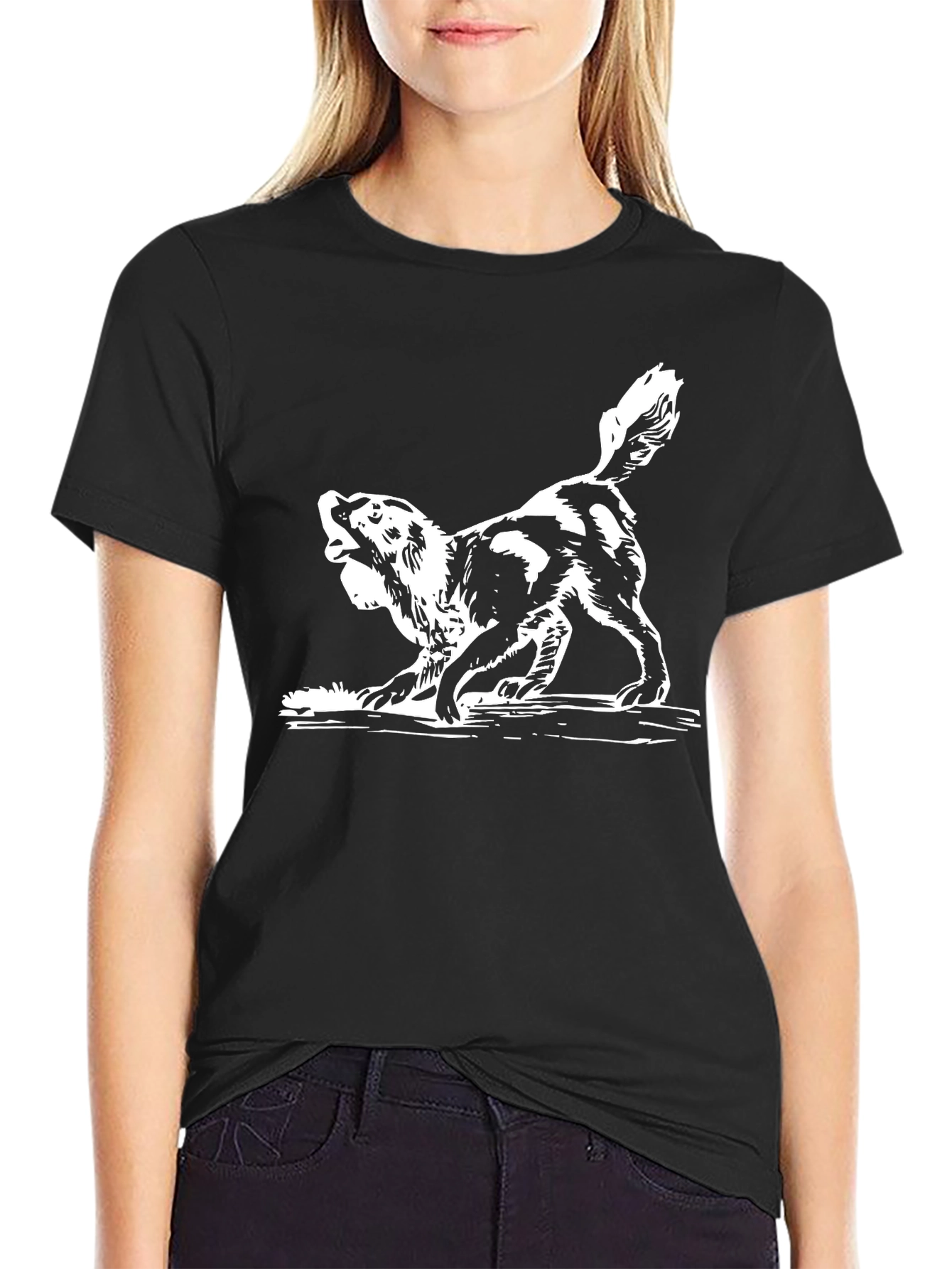 Dog Graphic T-Shirt - Black Canine Print