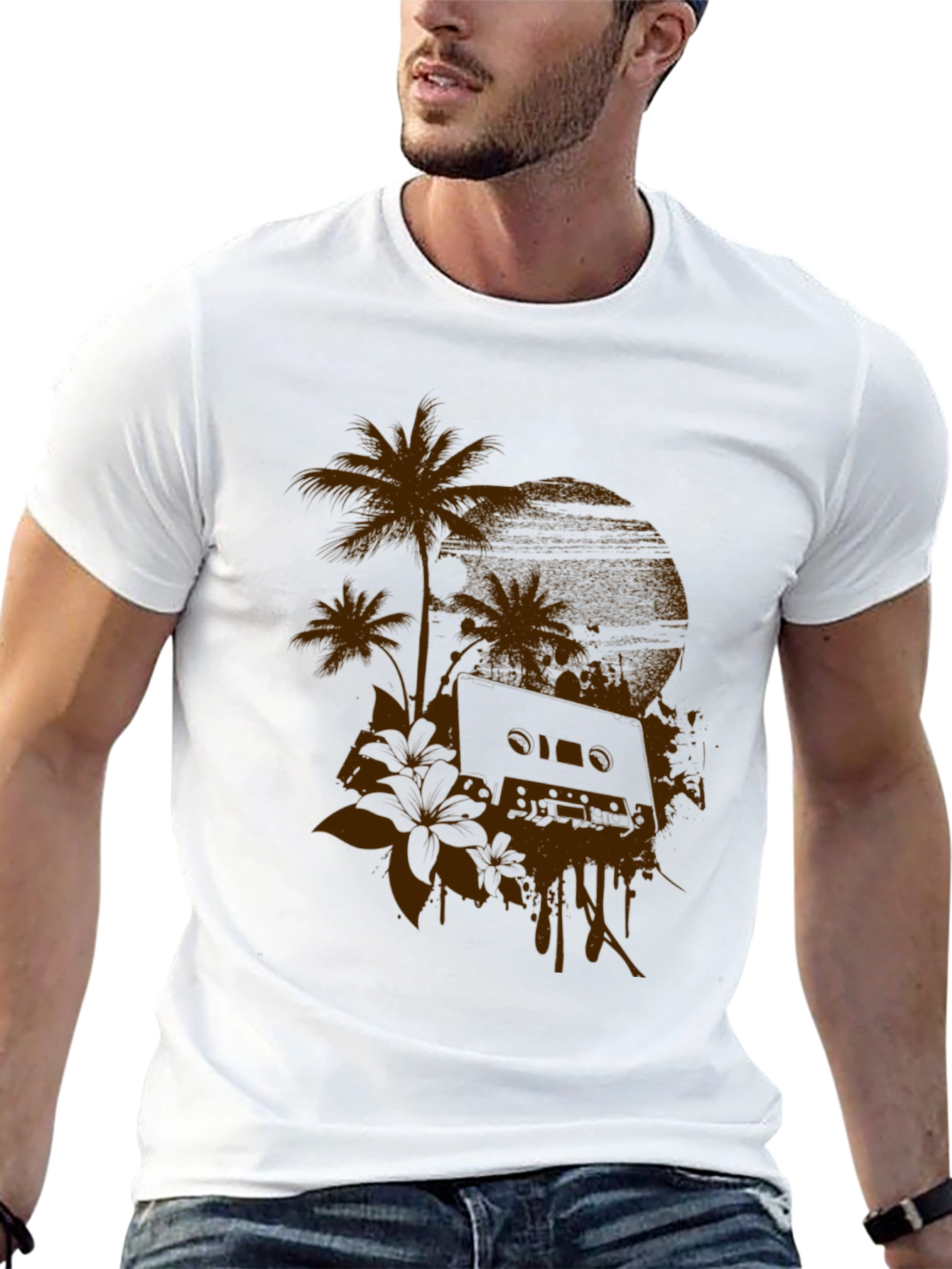 Retro Sunset Cassette Black Graphic Tee