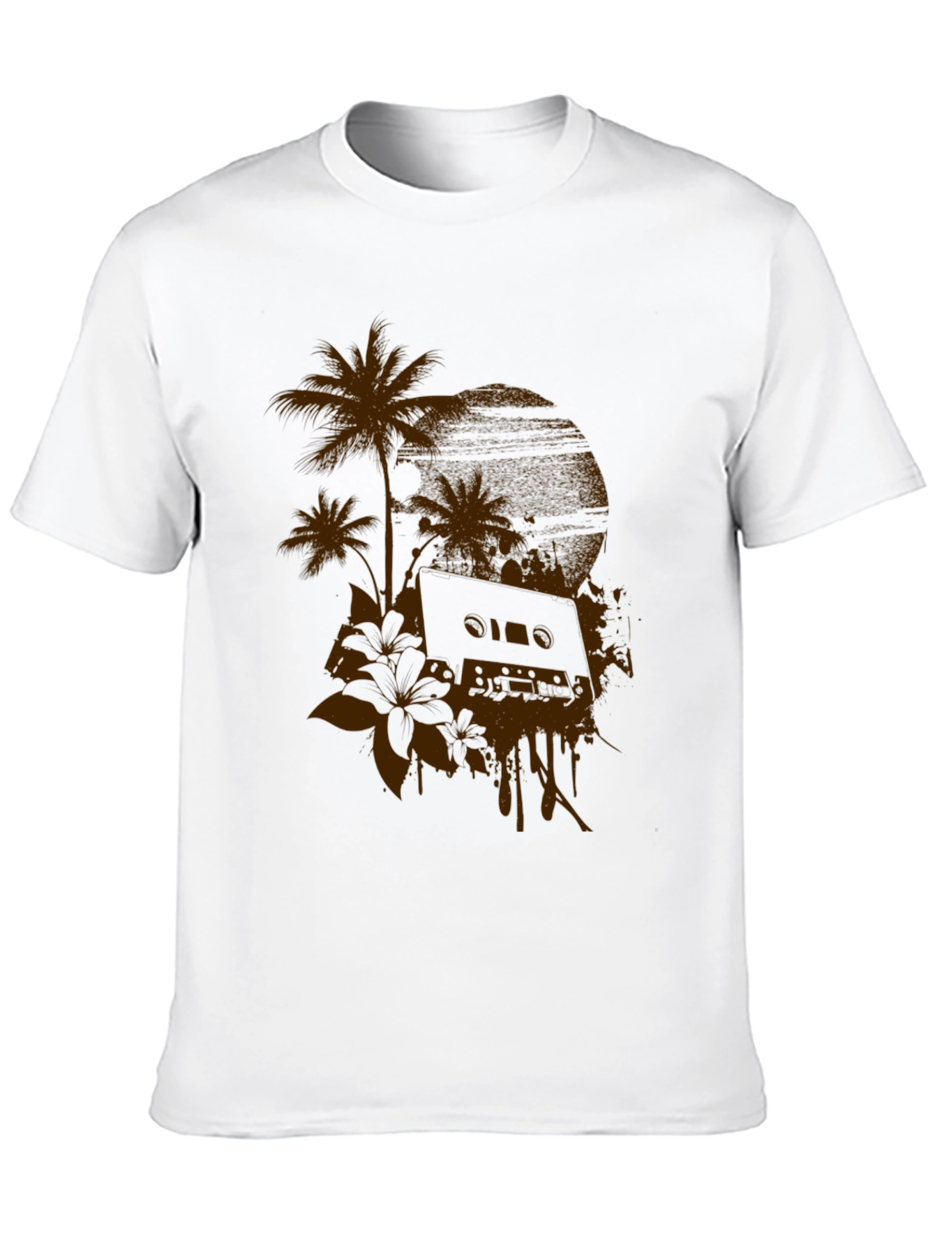 Retro Sunset Cassette Black Graphic Tee