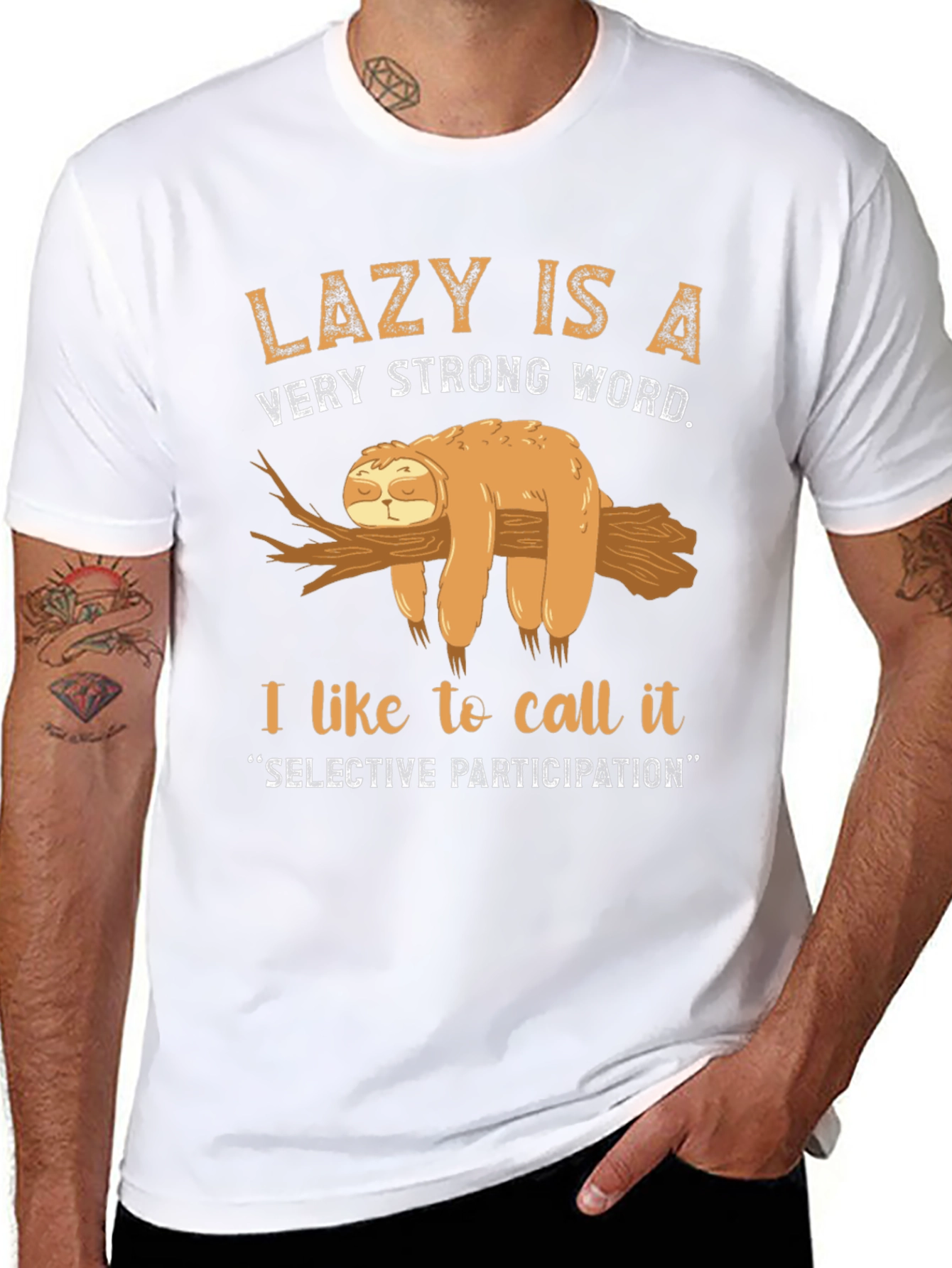 Lazy Sloth Graphic T-Shirt - Selective Participation