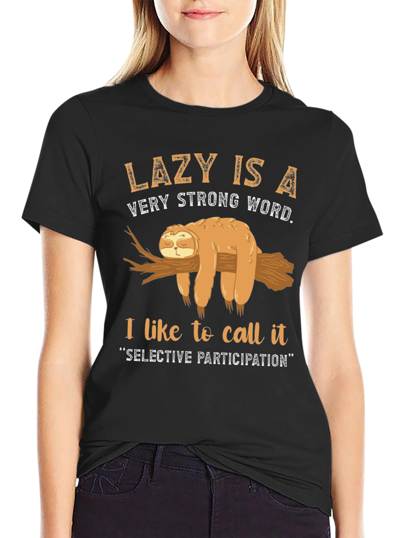 Lazy Sloth Graphic T-Shirt - Selective Participation