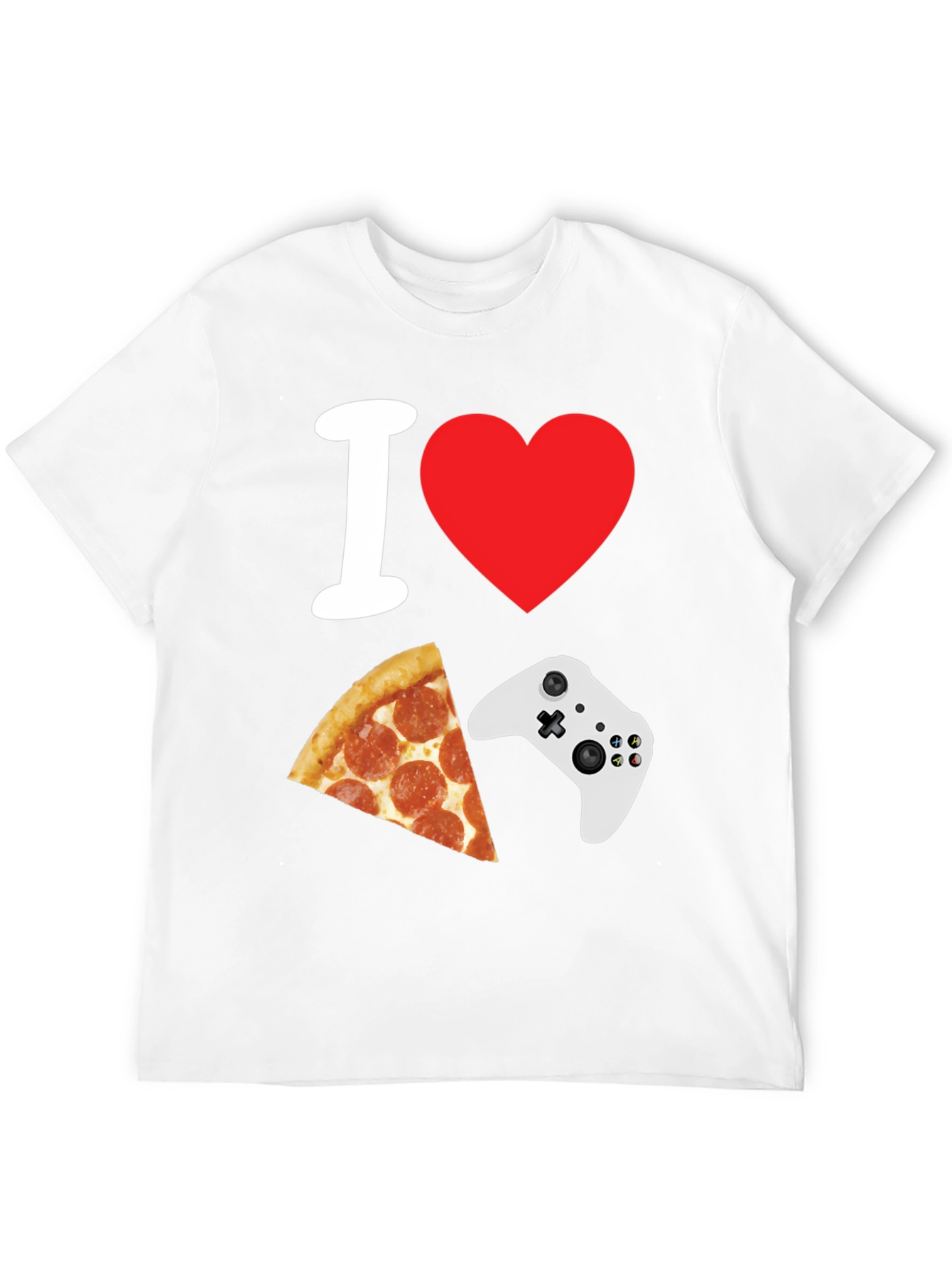 I Heart Gaming and Pizza Black T-Shirt