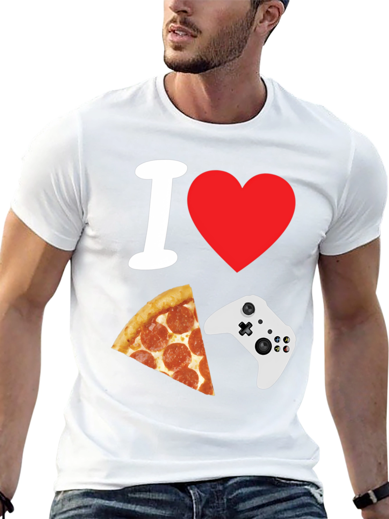 I Heart Gaming and Pizza Black T-Shirt
