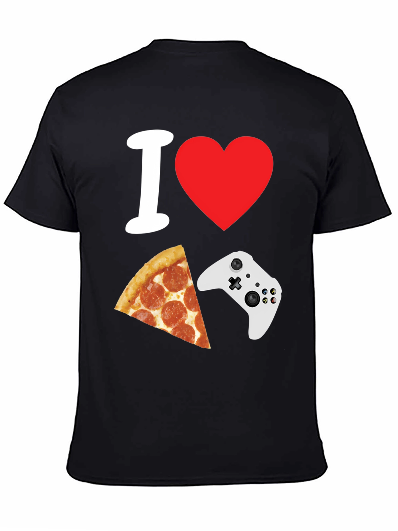 I Heart Gaming and Pizza Black T-Shirt